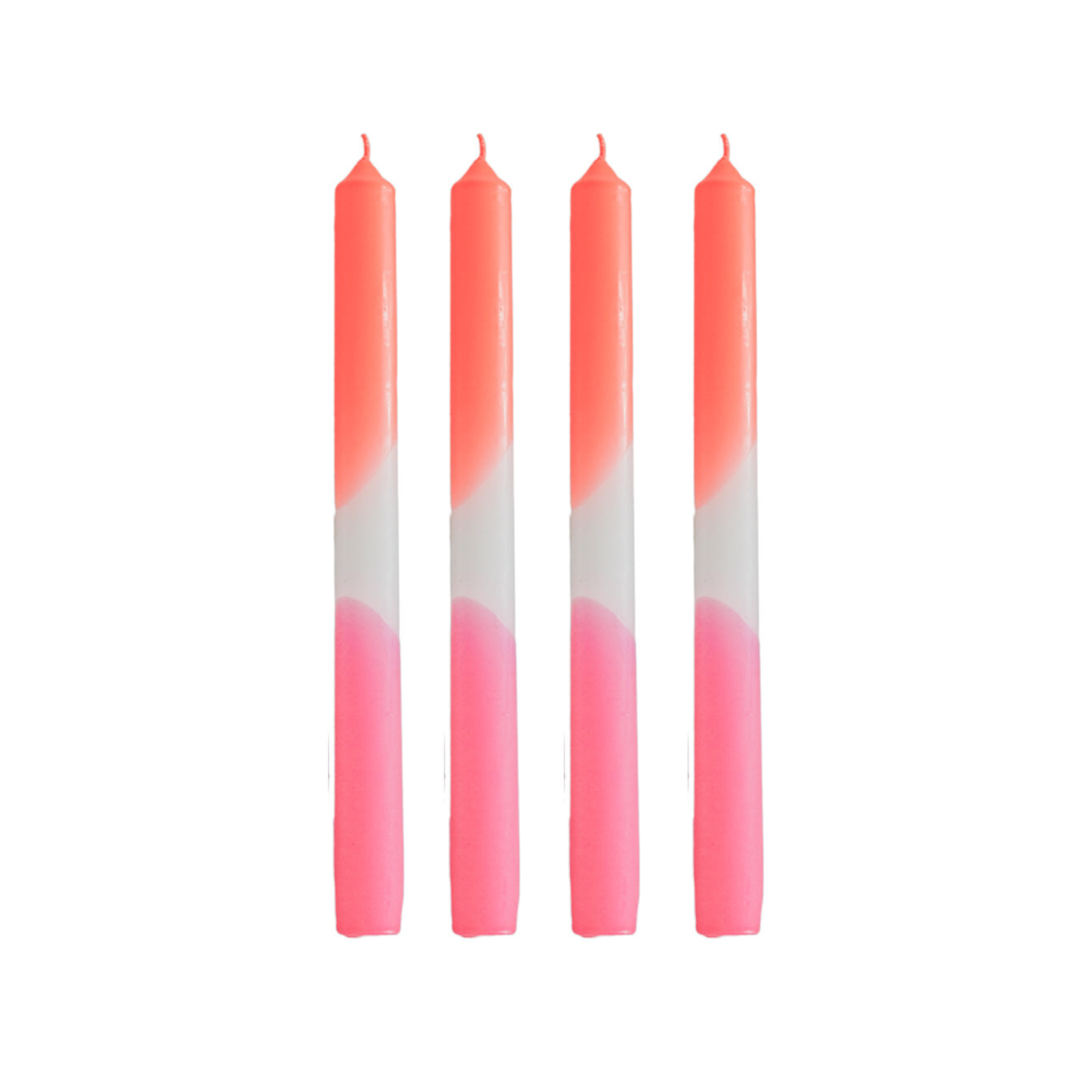 Kaarsen - Dipdye Dinerkaars - Neon Roze/Wit/Neon Rood - S4 - 2,1x25 cm
