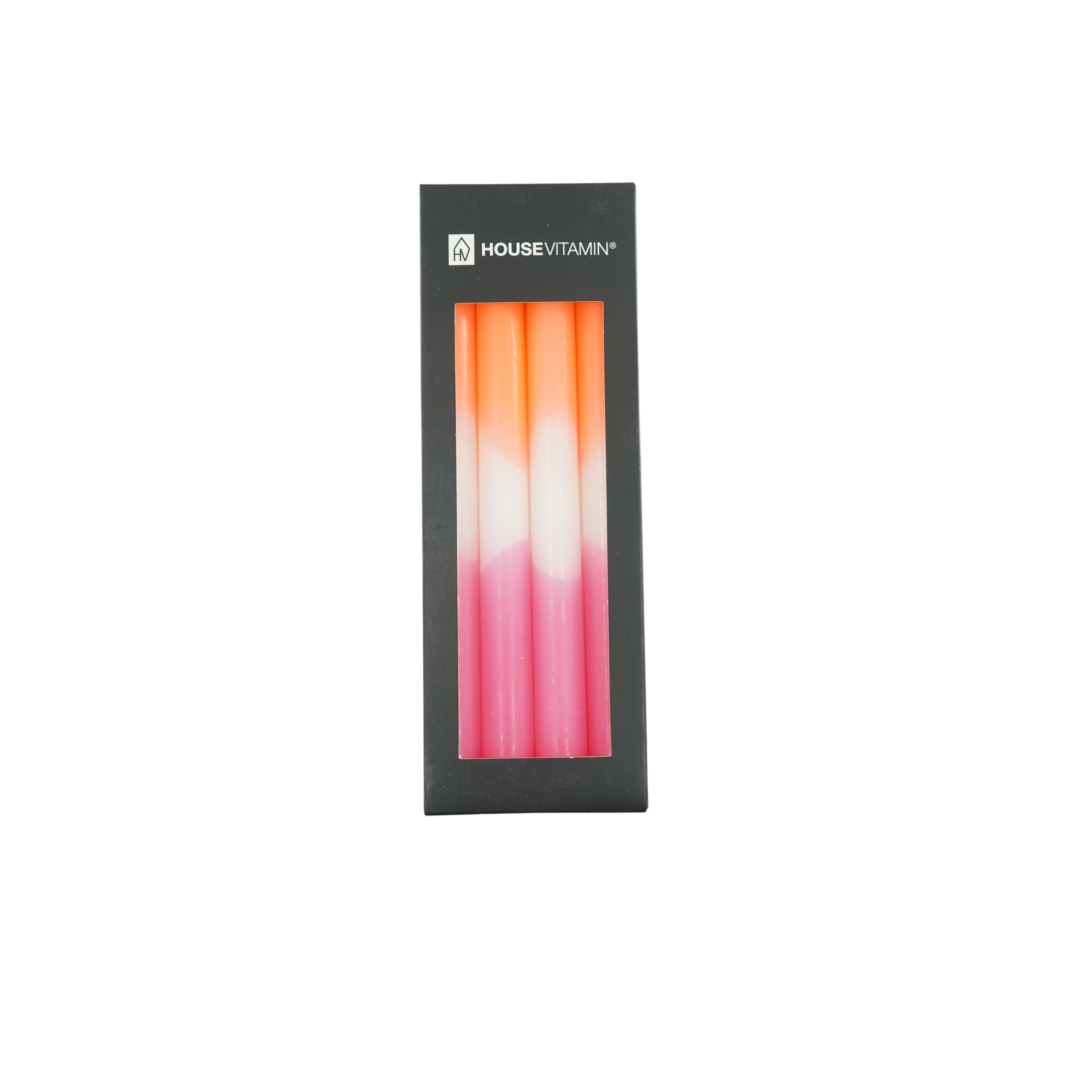 Kaarsen - Dipdye Dinerkaars - Neon Roze/Wit/Neon Rood - S4 - 2,1x25 cm