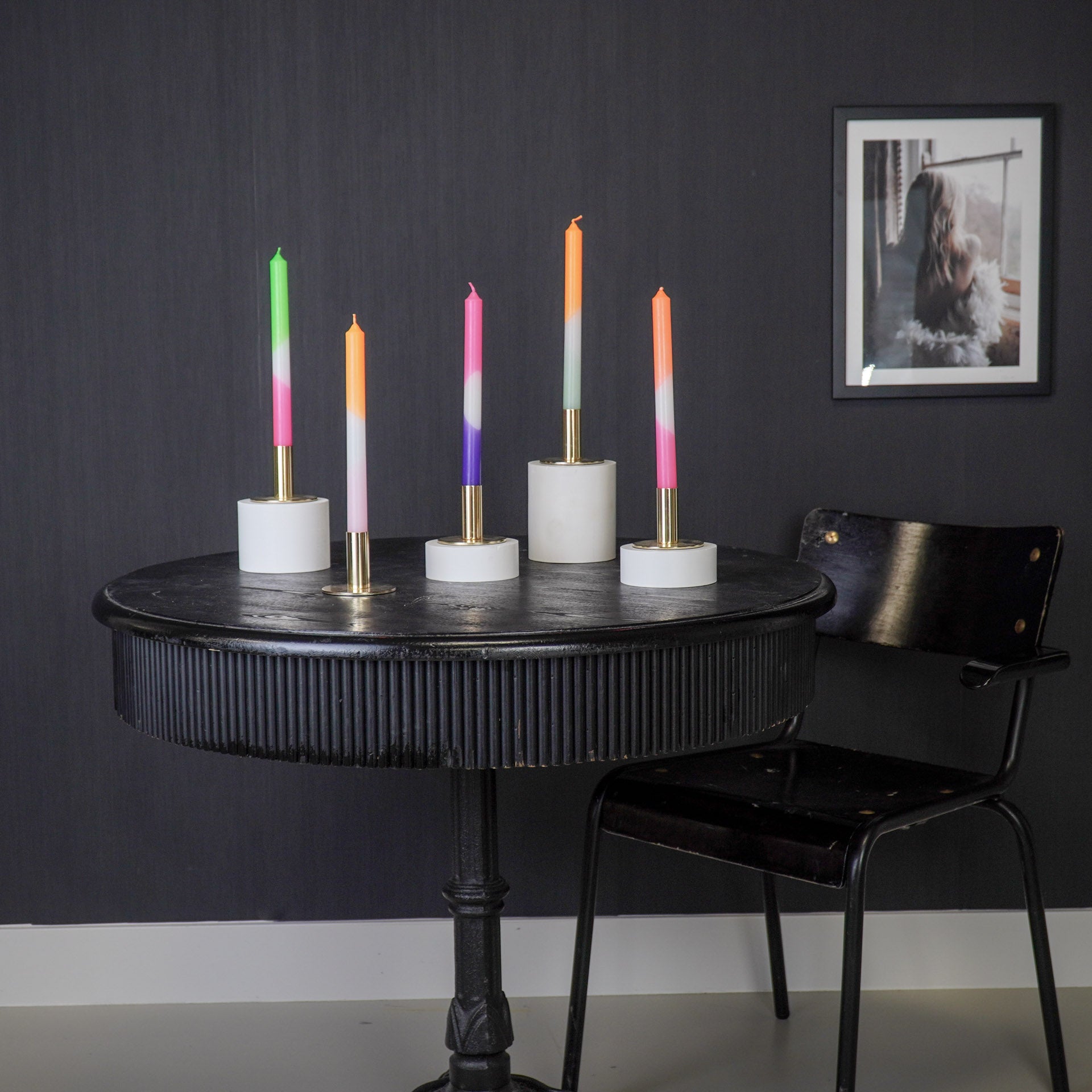 Kaarsen - Dipdye Dinerkaars - Neon Roze/Wit/Neon Rood - S4 - 2,1x25 cm