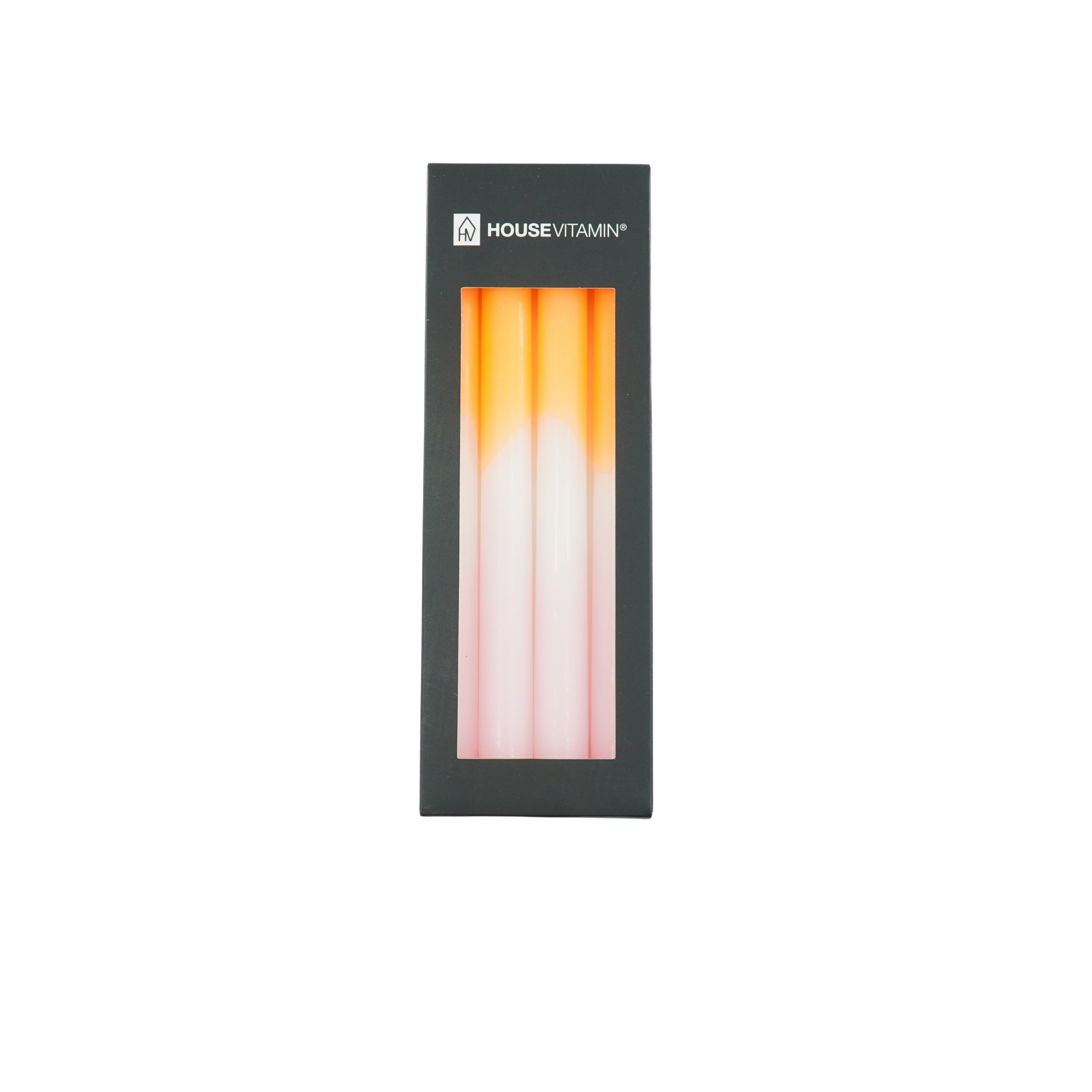 Kaarsen - Dipdye Dinerkaars- Neon Oranje/Wit/Licht Roze - S4 - 2,1x25 cm