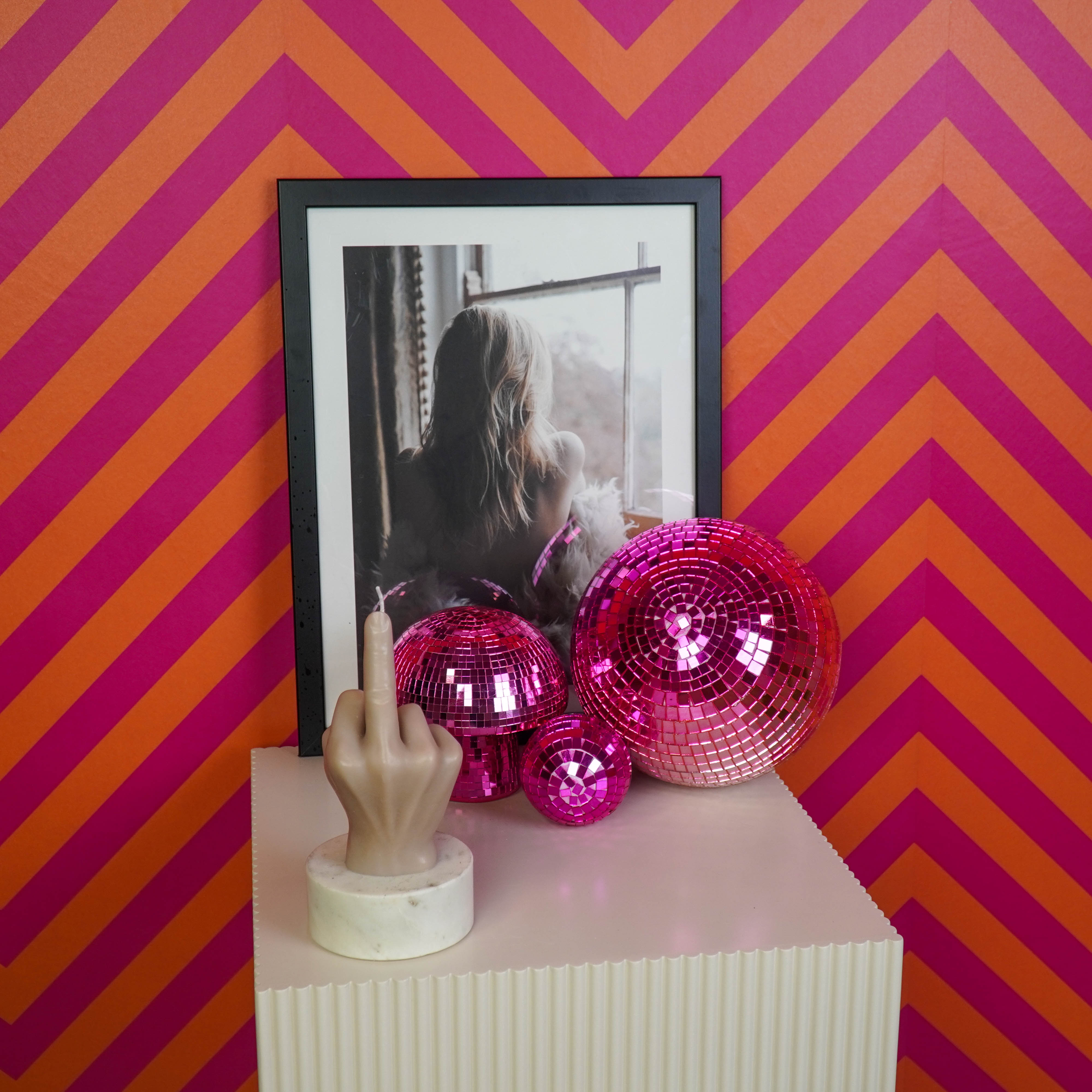 Kaars - Middelvinger - Wax - Taupe - 310 gram - 10x9x17cm