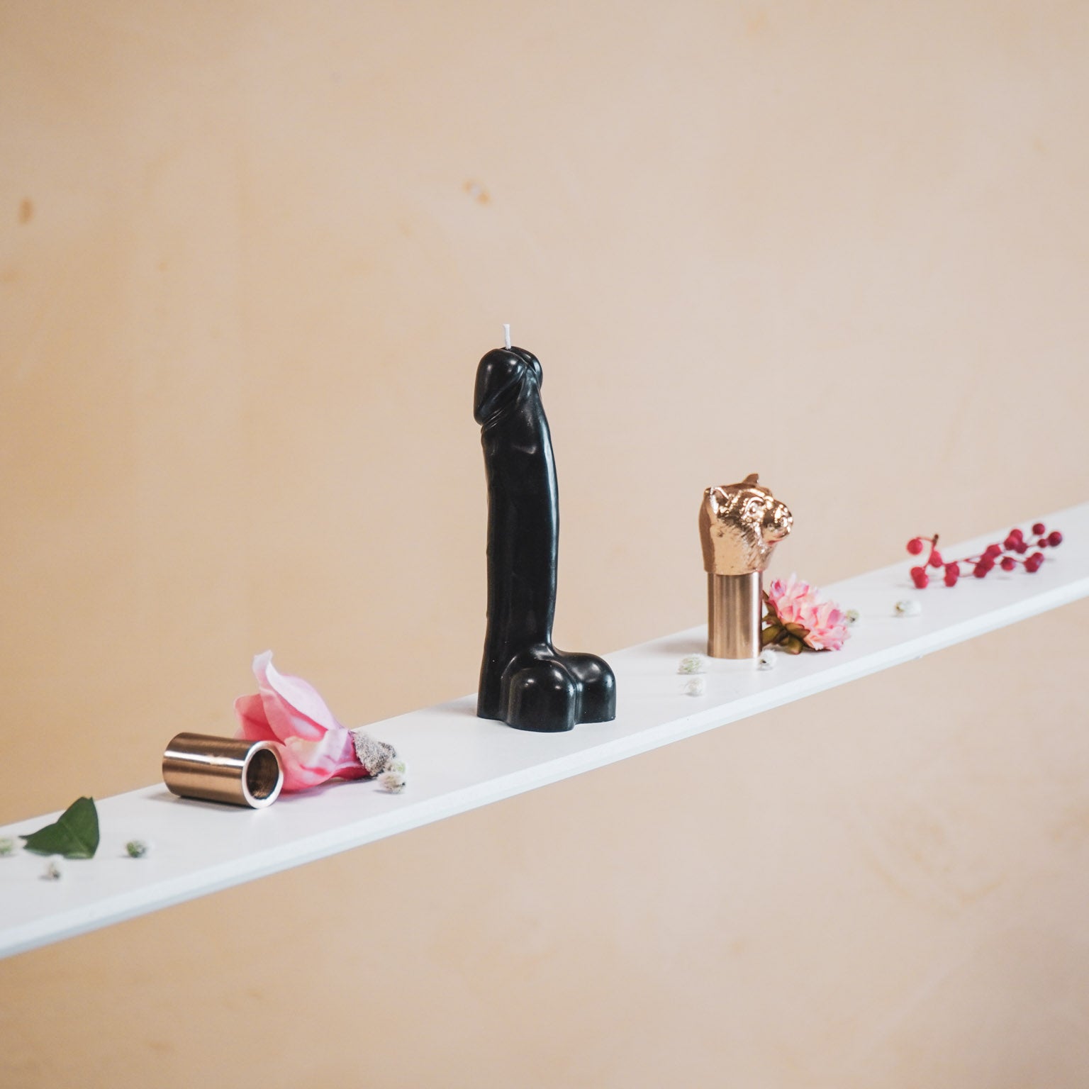 Kaars - Piemel - Wax - Zwart- 160gram - 7x5,5x17cm