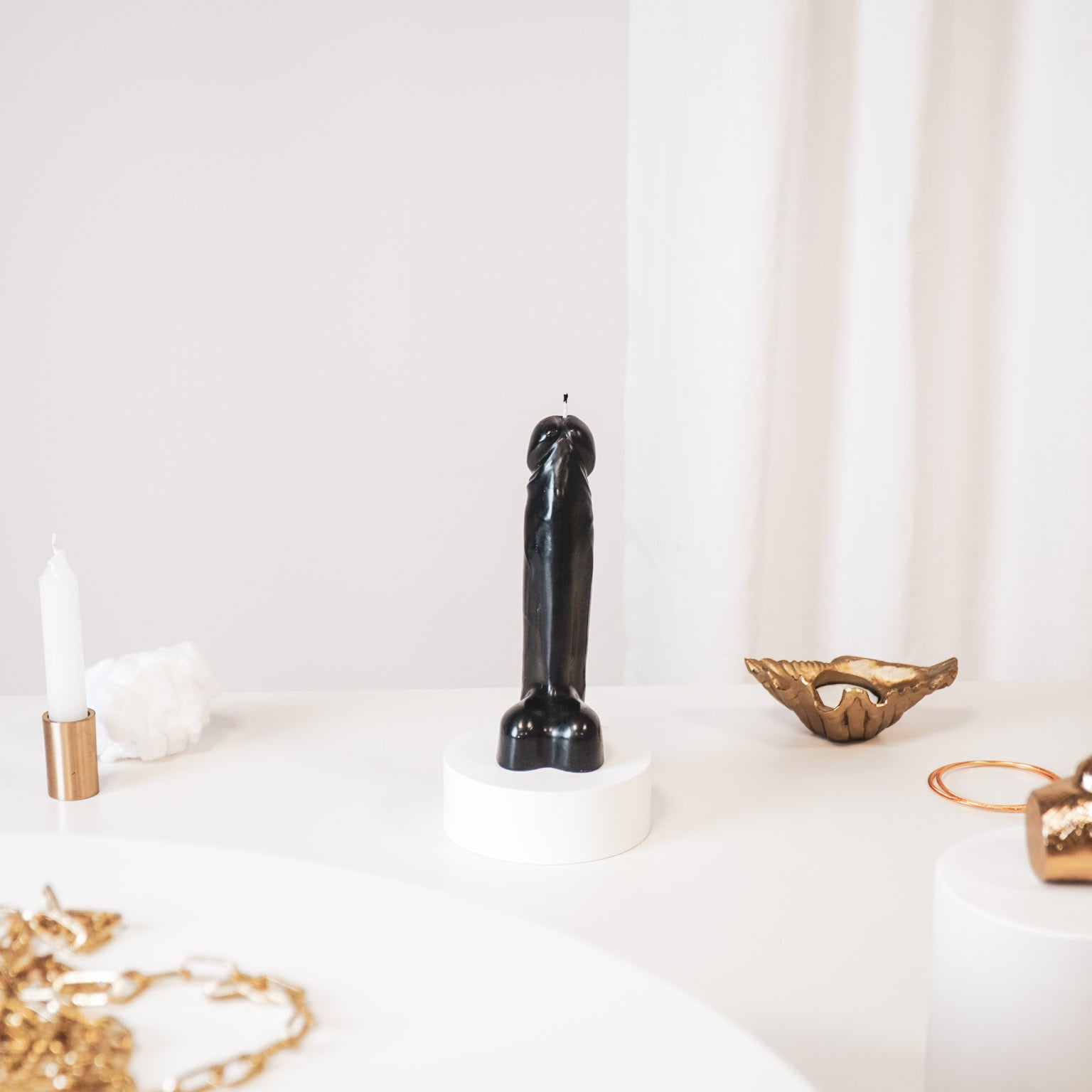 Kaars - Piemel - Wax - Zwart- 160gram - 7x5,5x17cm