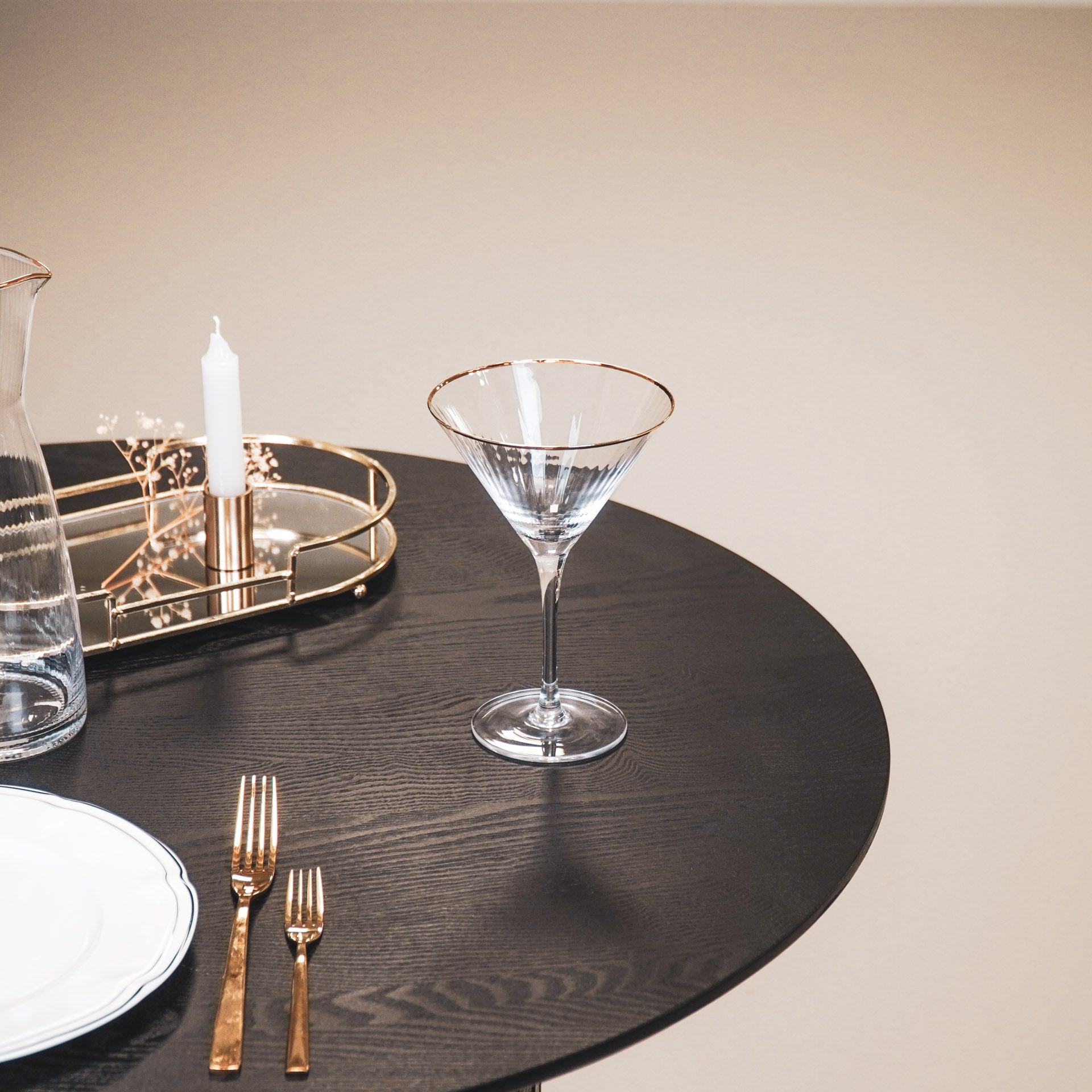Martini Glas - Helder/Goud - Set van 2 - 12x12x18,5cm
