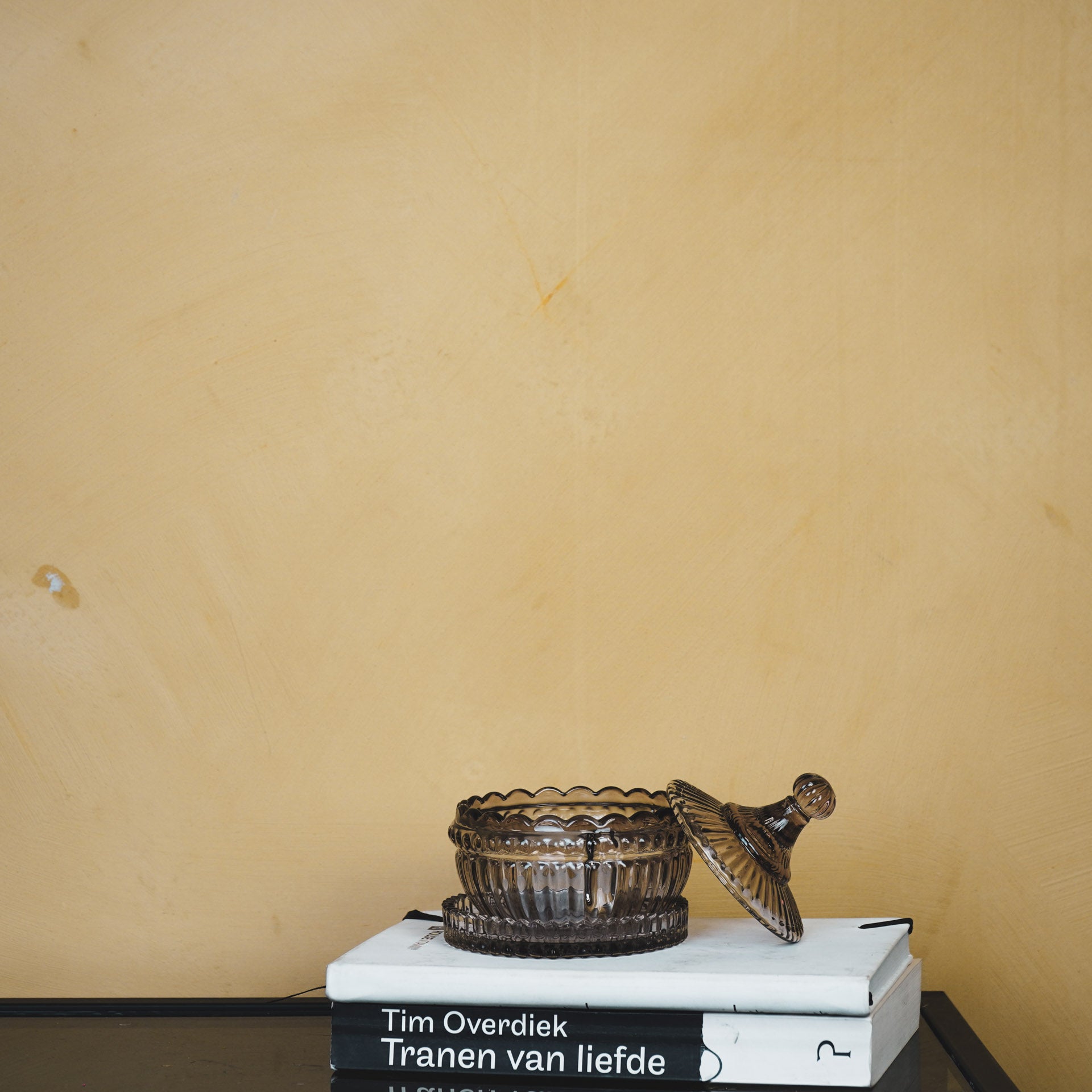 Sierpotje- Opbergpotje met deksel - Glas- Rookglas - 9,5x9,5cm