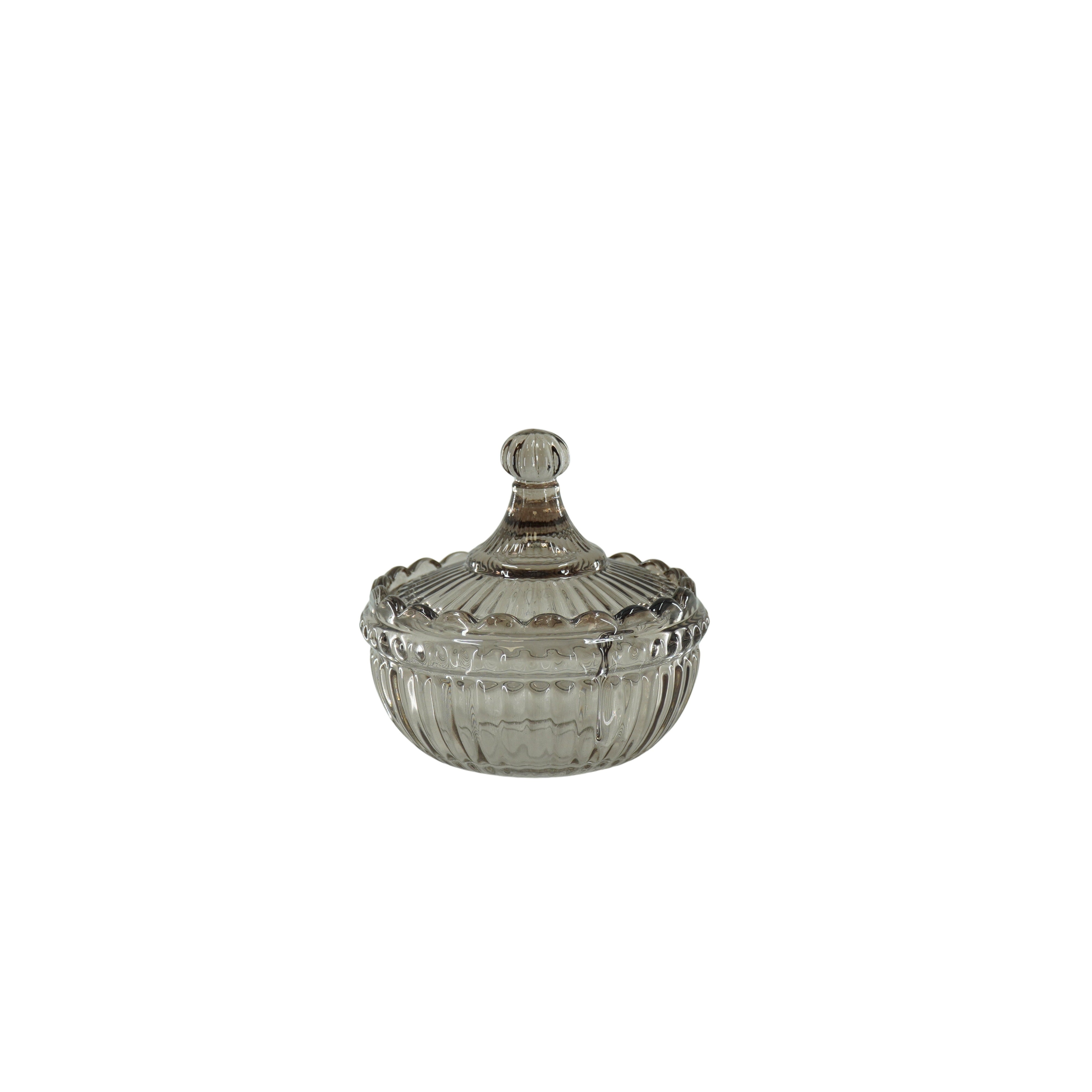 Sierpotje- Opbergpotje met deksel - Glas- Rookglas - 9,5x9,5cm