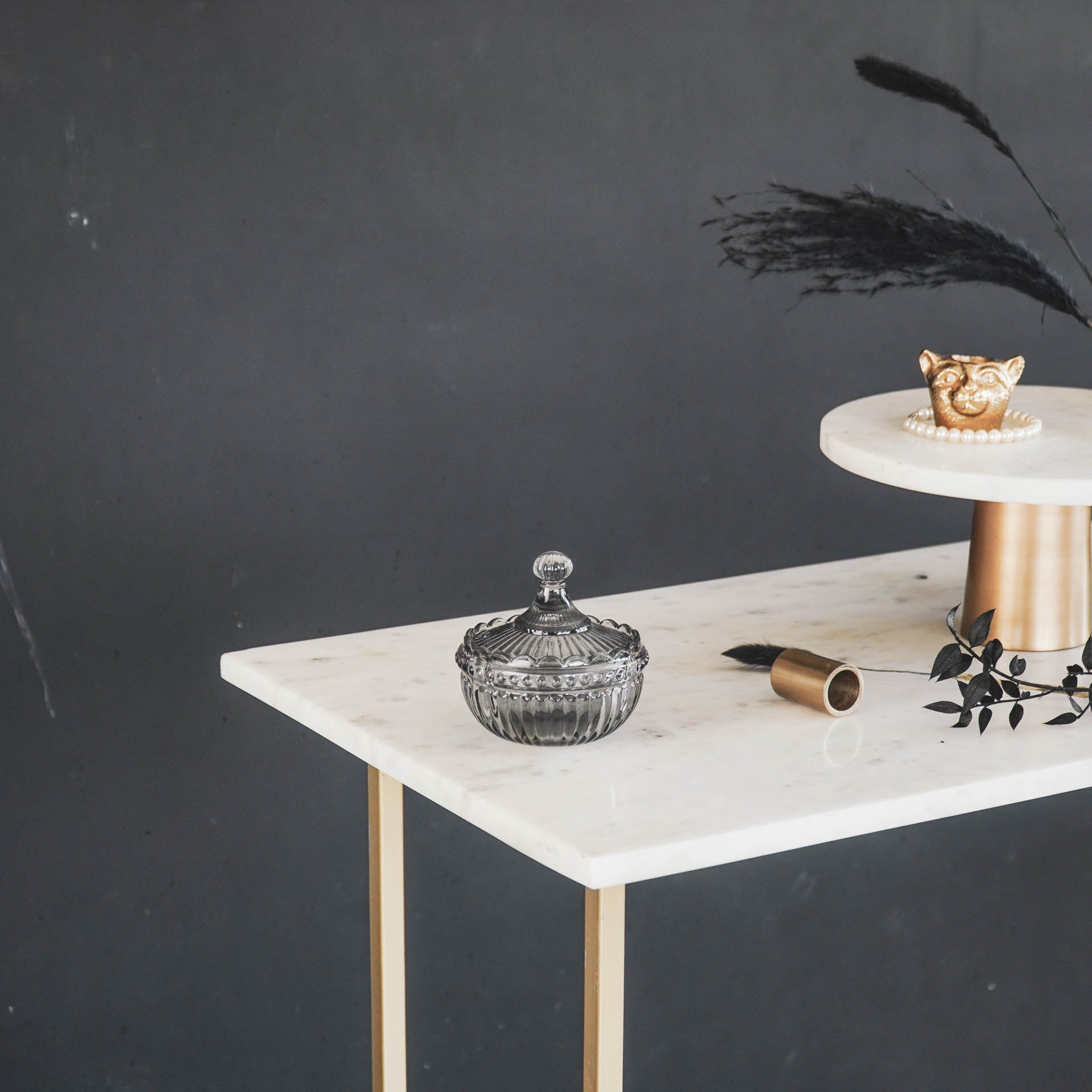 Sierpotje- Opbergpotje met deksel - Glas- Rookglas - 9,5x9,5cm