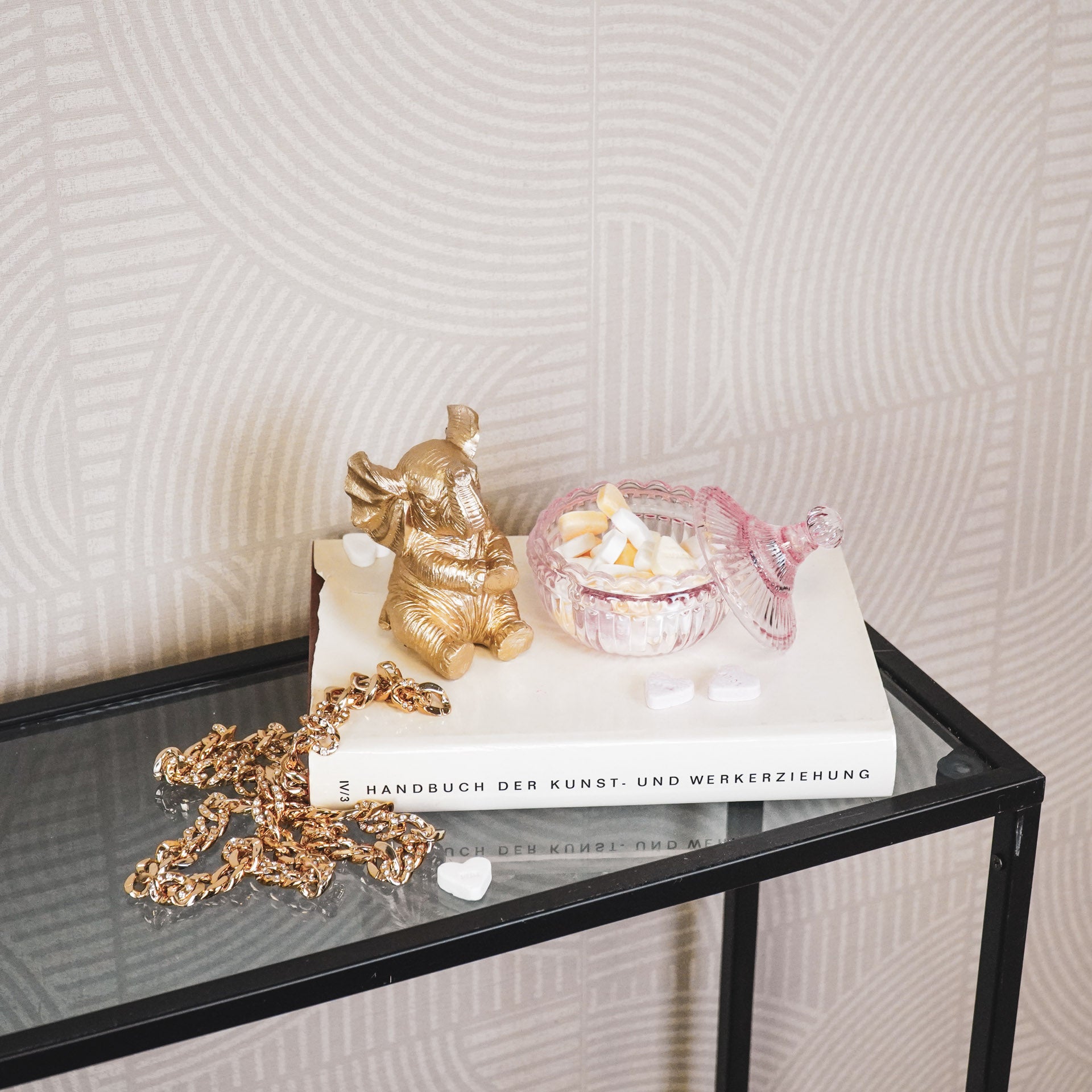 Sierpotje - Opbergpotje met deksel - Glas - Roze - 9,5x9,5cm