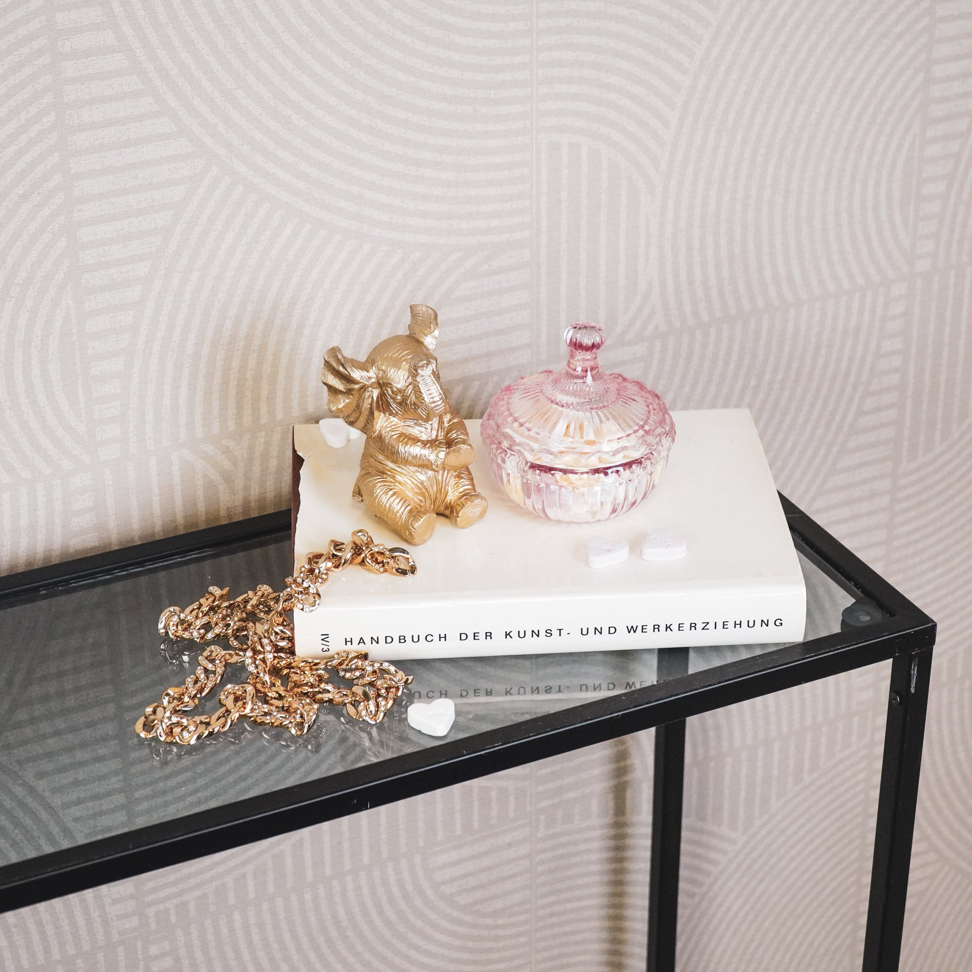 Sierpotje - Opbergpotje met deksel - Glas - Roze - 9,5x9,5cm