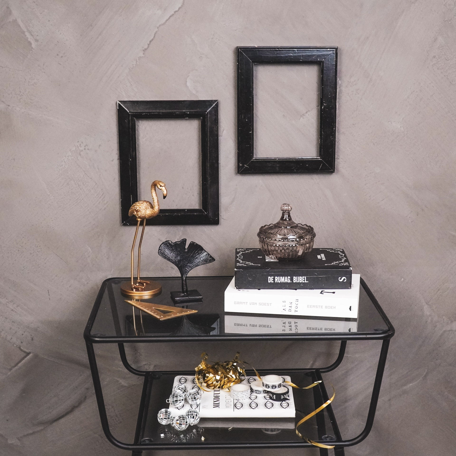 Sierpotje - Opbergpotje met deksel - Glas- Bruin - 9,5x9,5cm