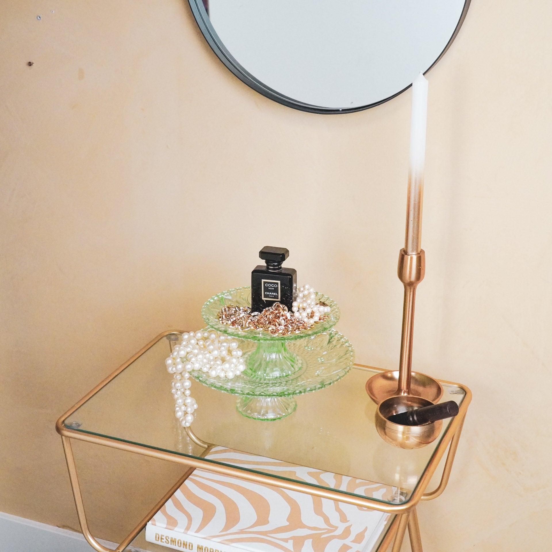 Servies- Taartplateau - Glas- Groen- 15x8 cm