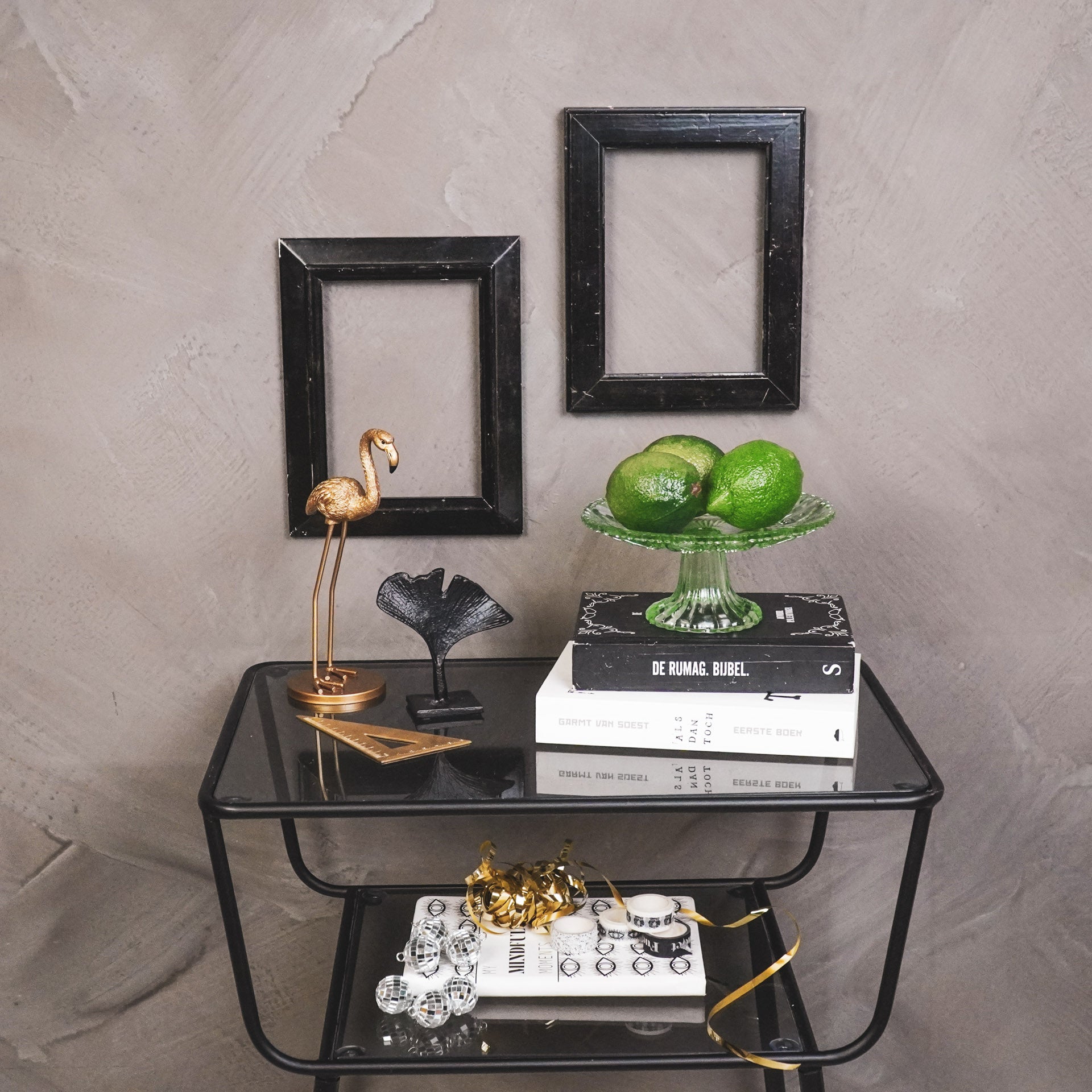 Servies- Taartplateau - Glas- Groen- 15x8 cm