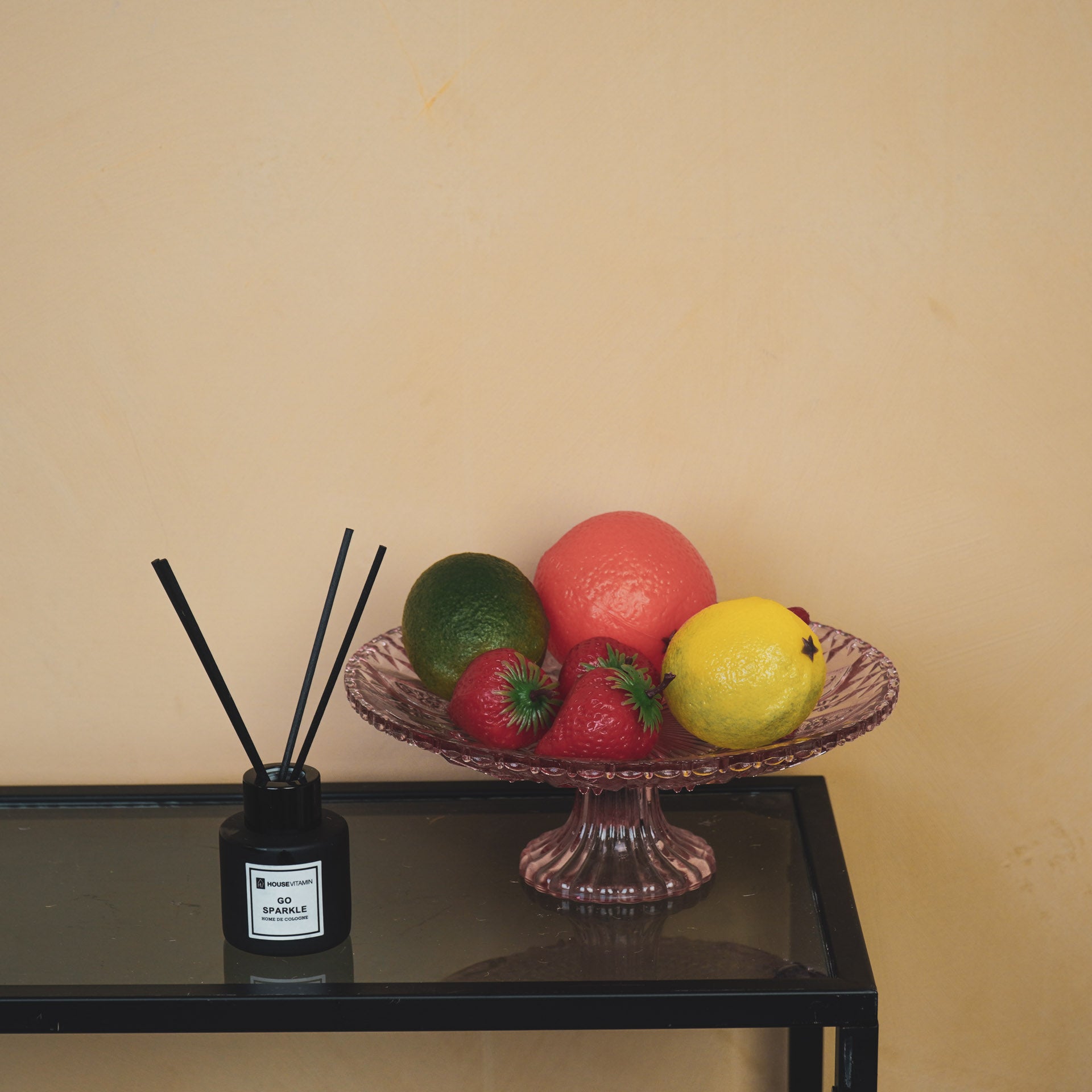 Servies- Taartplateau - Glas- Roze- 22,5x8 cm