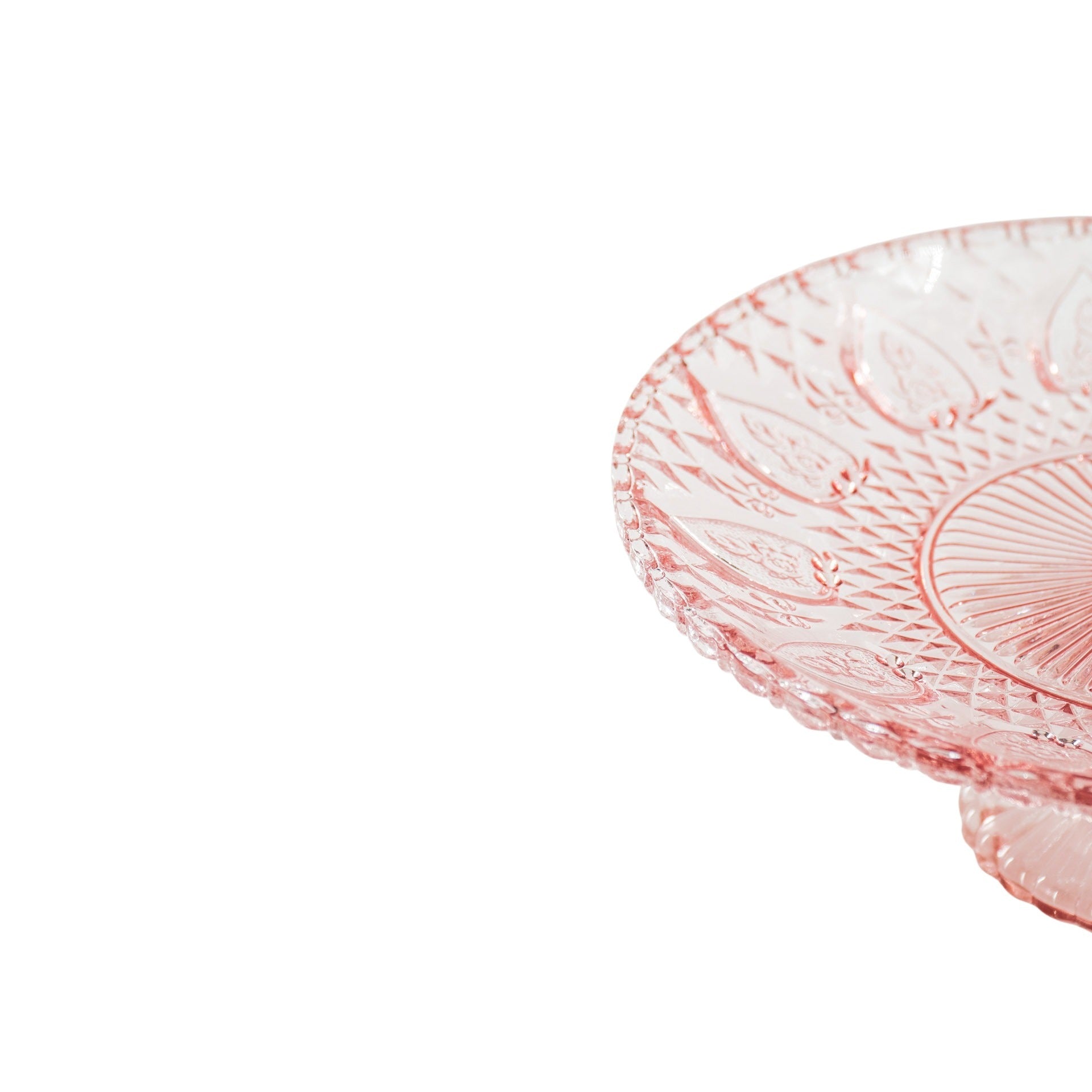 Servies- Taartplateau - Glas- Roze- 22,5x8 cm