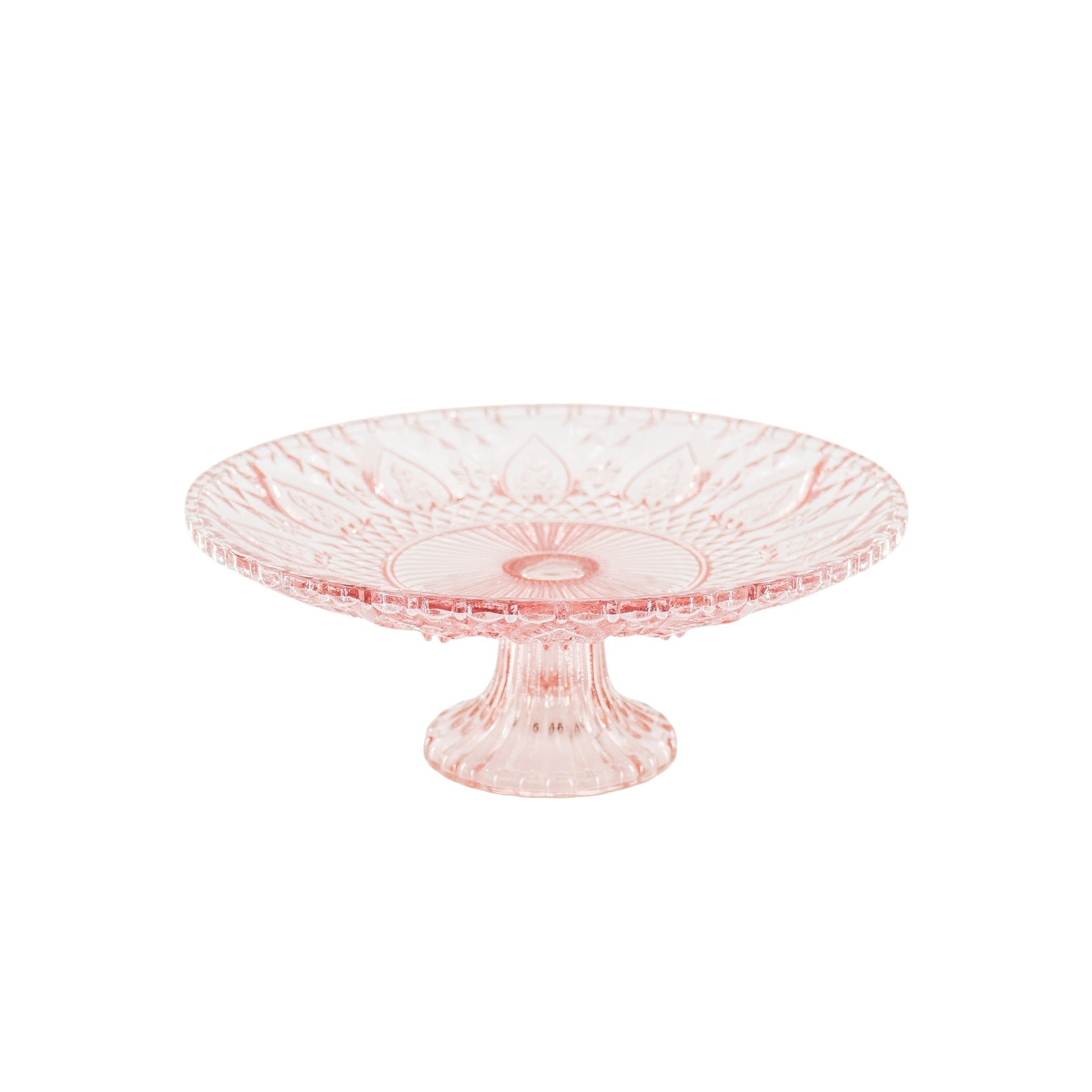 Servies- Taartplateau - Glas- Roze- 22,5x8 cm