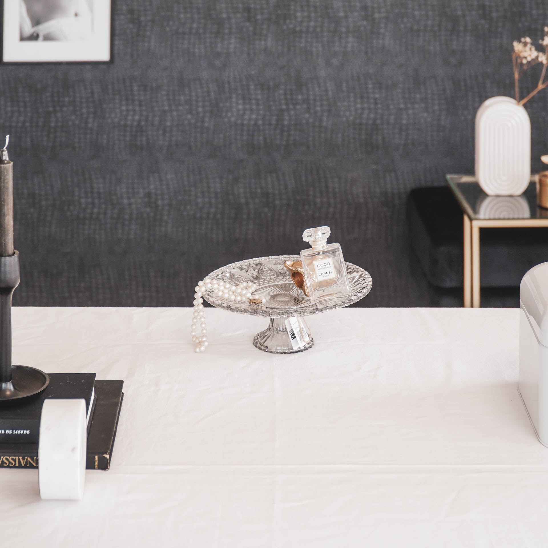 Servies- Taartplateau - Glas - Grijs - 22,5x8 cm