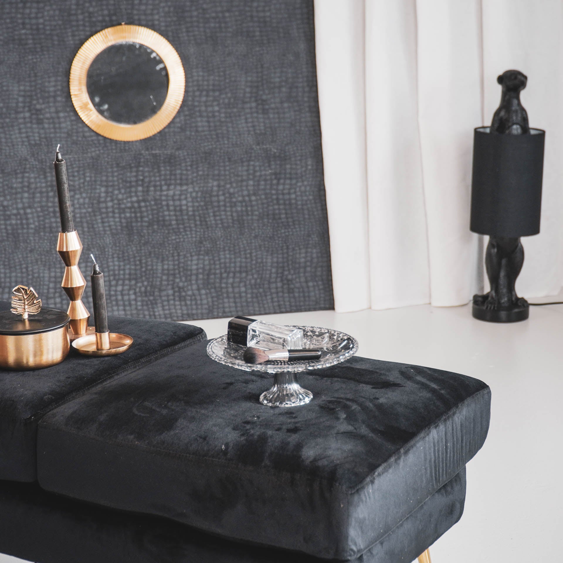 Servies- Taartplateau - Glas - Grijs - 22,5x8 cm