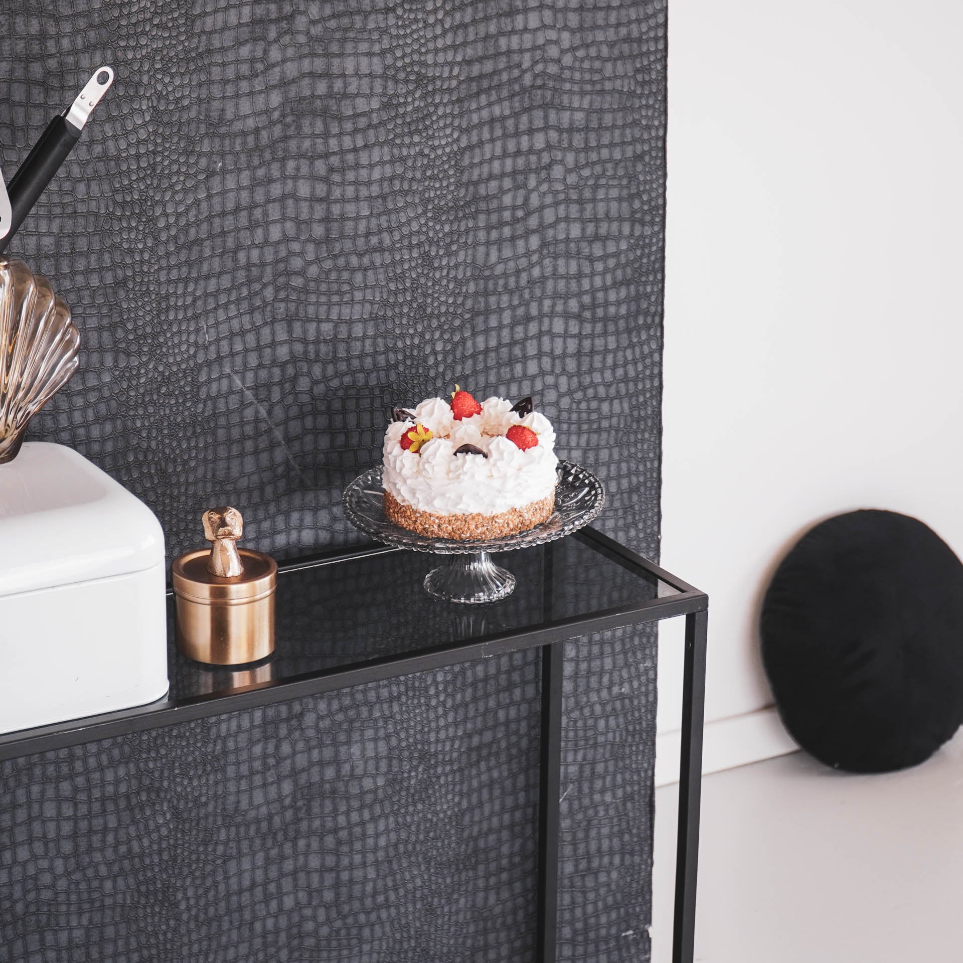 Servies- Taartplateau - Glas - Grijs - 22,5x8 cm