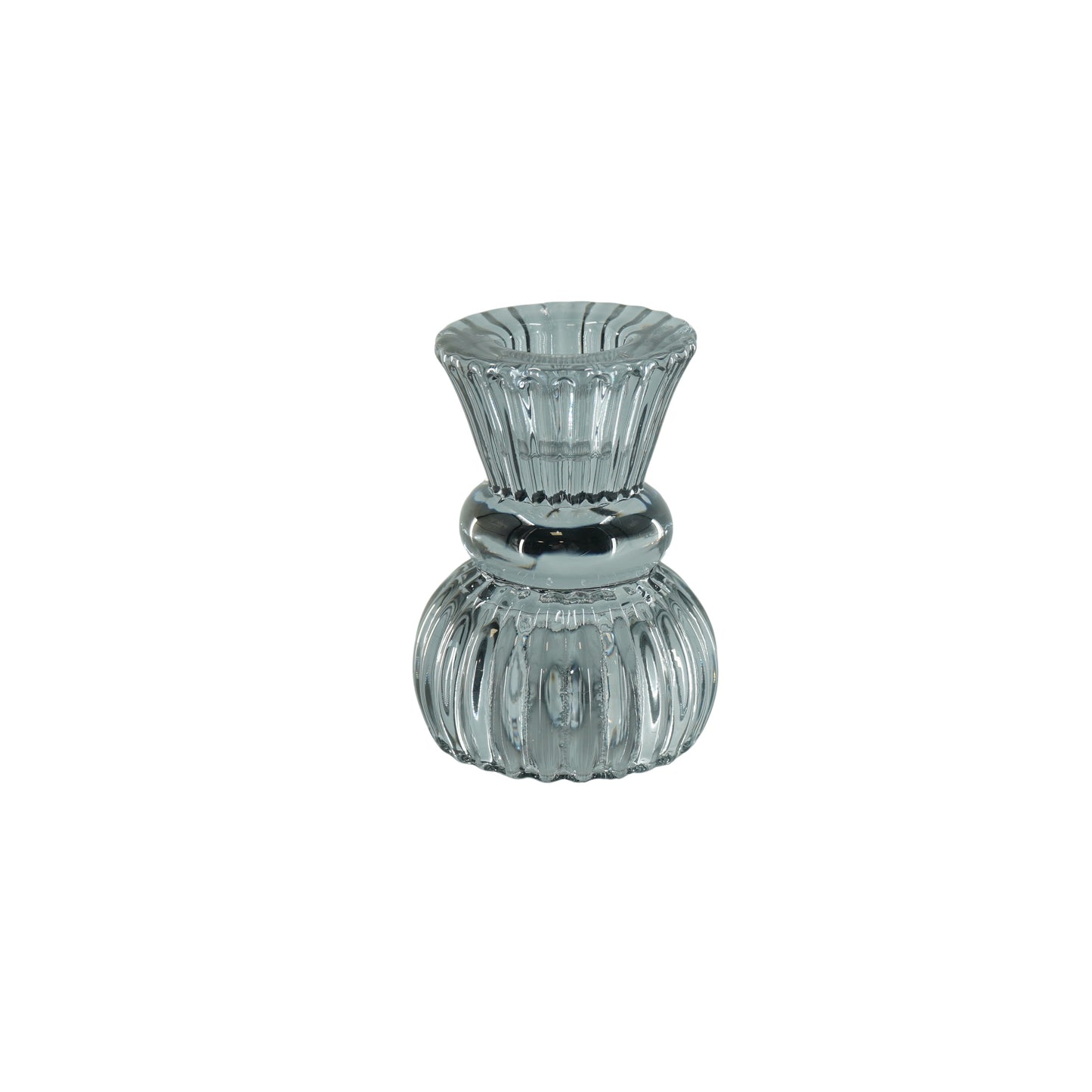 Kaarshouder- Kandelaar en Waxinelichthouder- Glas- Smokey -6x8cm