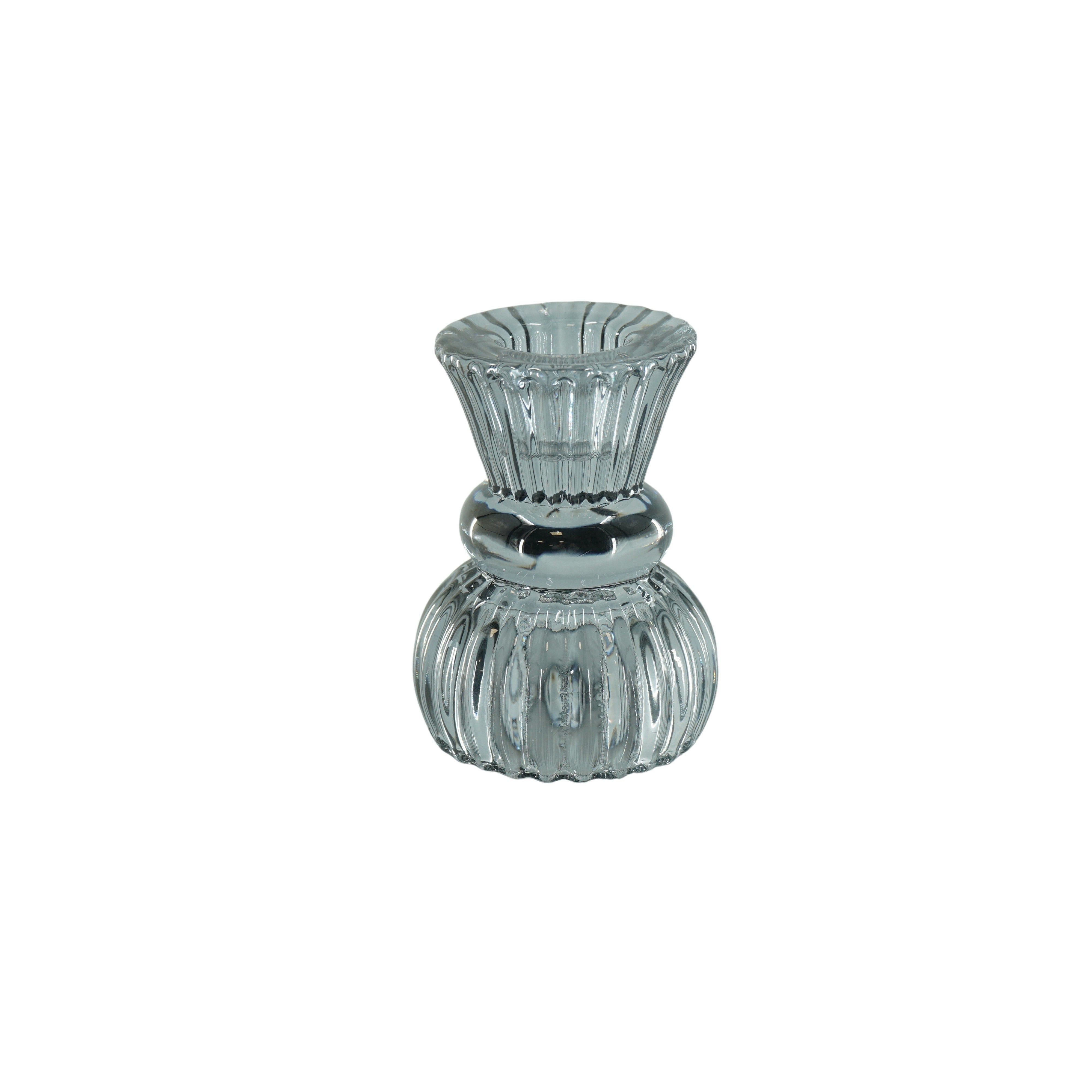 Kaarshouder- Kandelaar en Waxinelichthouder- Glas- Smokey -6x8cm