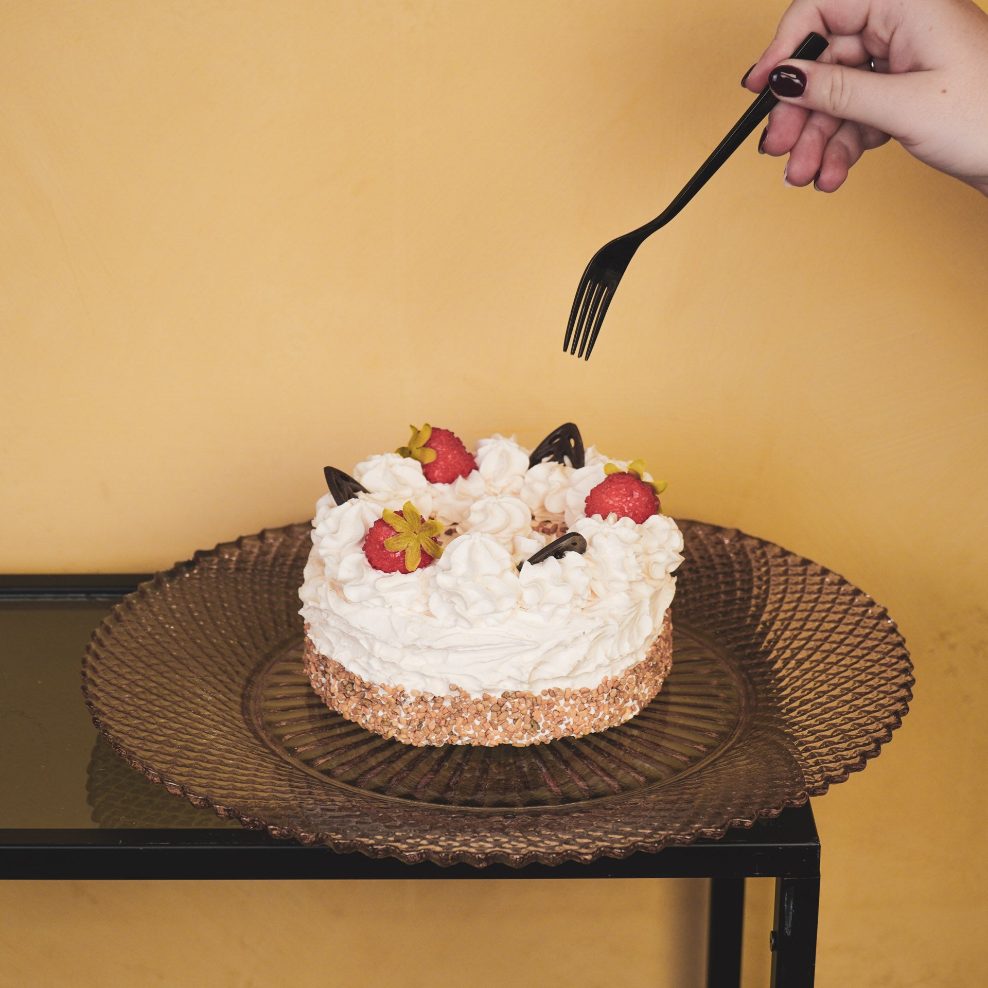 Bord/Plateau - Glas - Bruin - 34x2,5cm