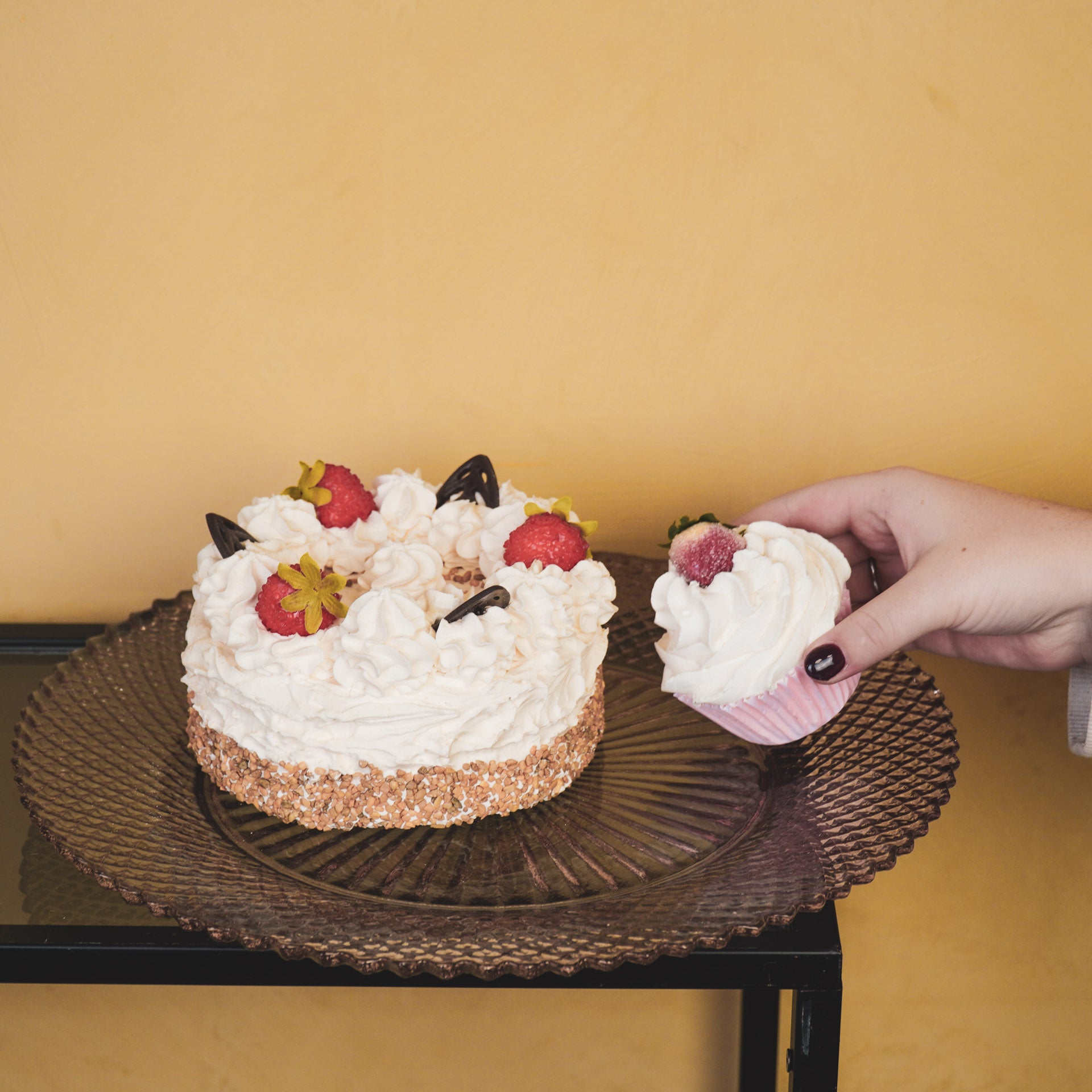 Bord/Plateau - Glas - Bruin - 34x2,5cm