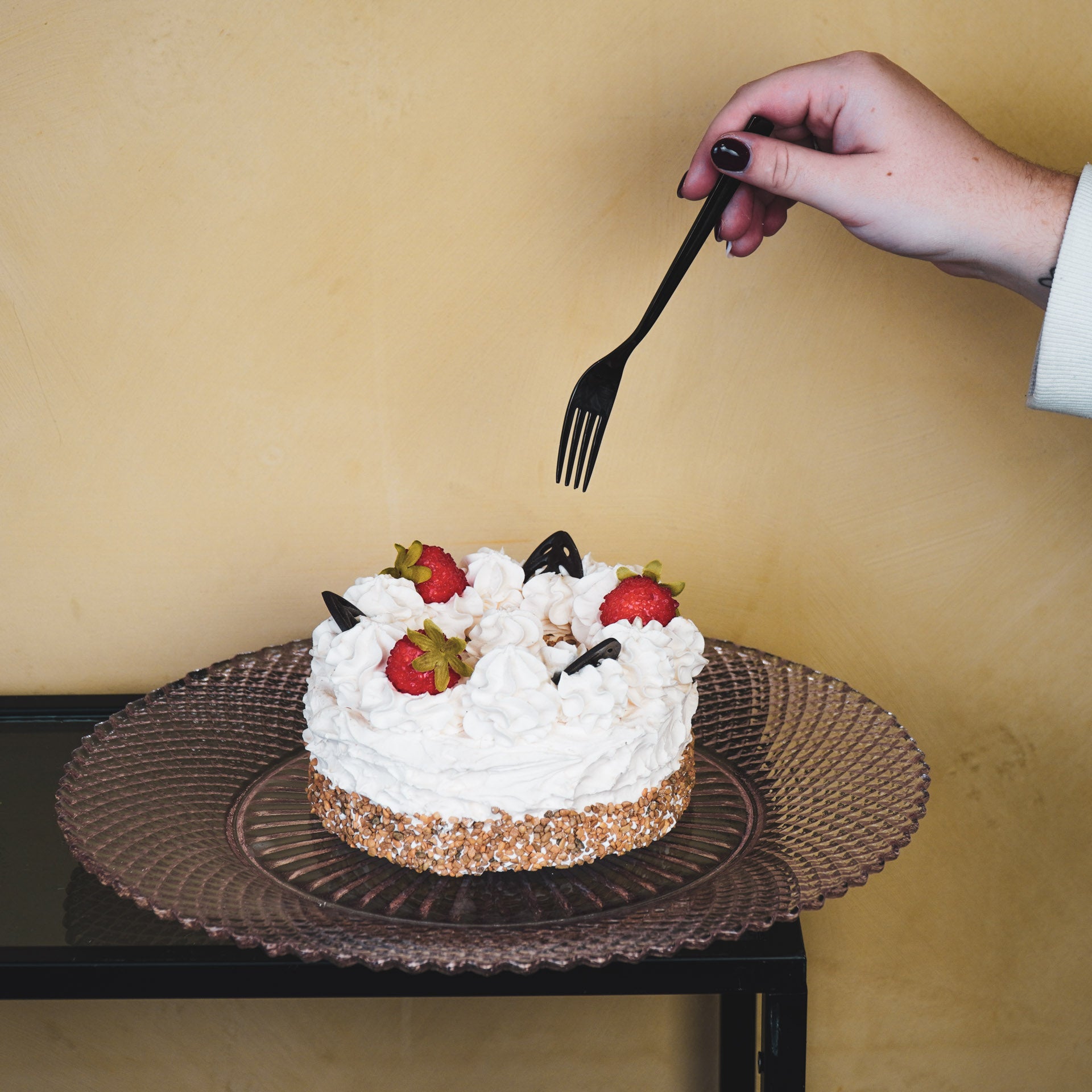 Bord/Plateau- Glas - Roze - 34x2,5cm