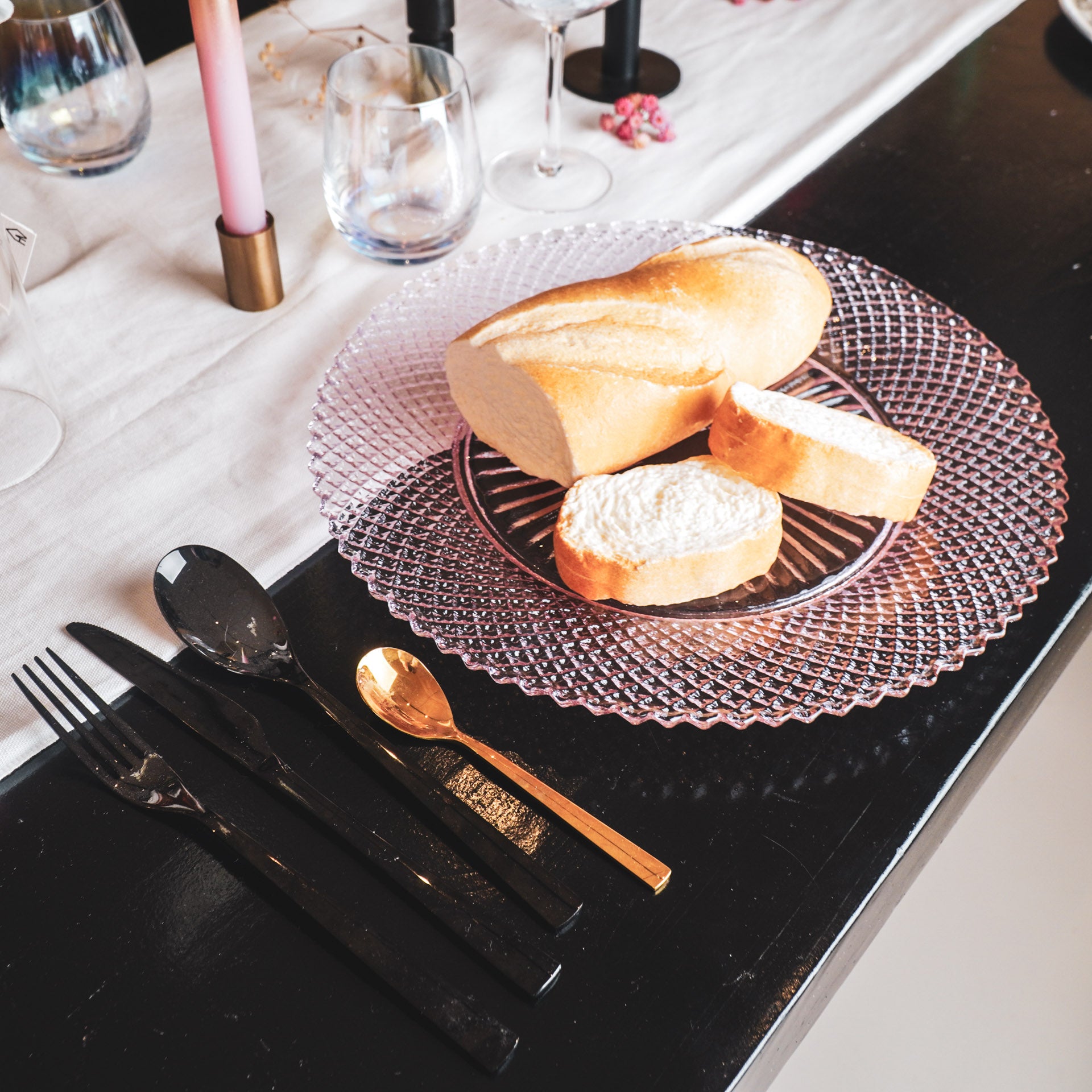 Bord/Plateau- Glas - Roze - 34x2,5cm