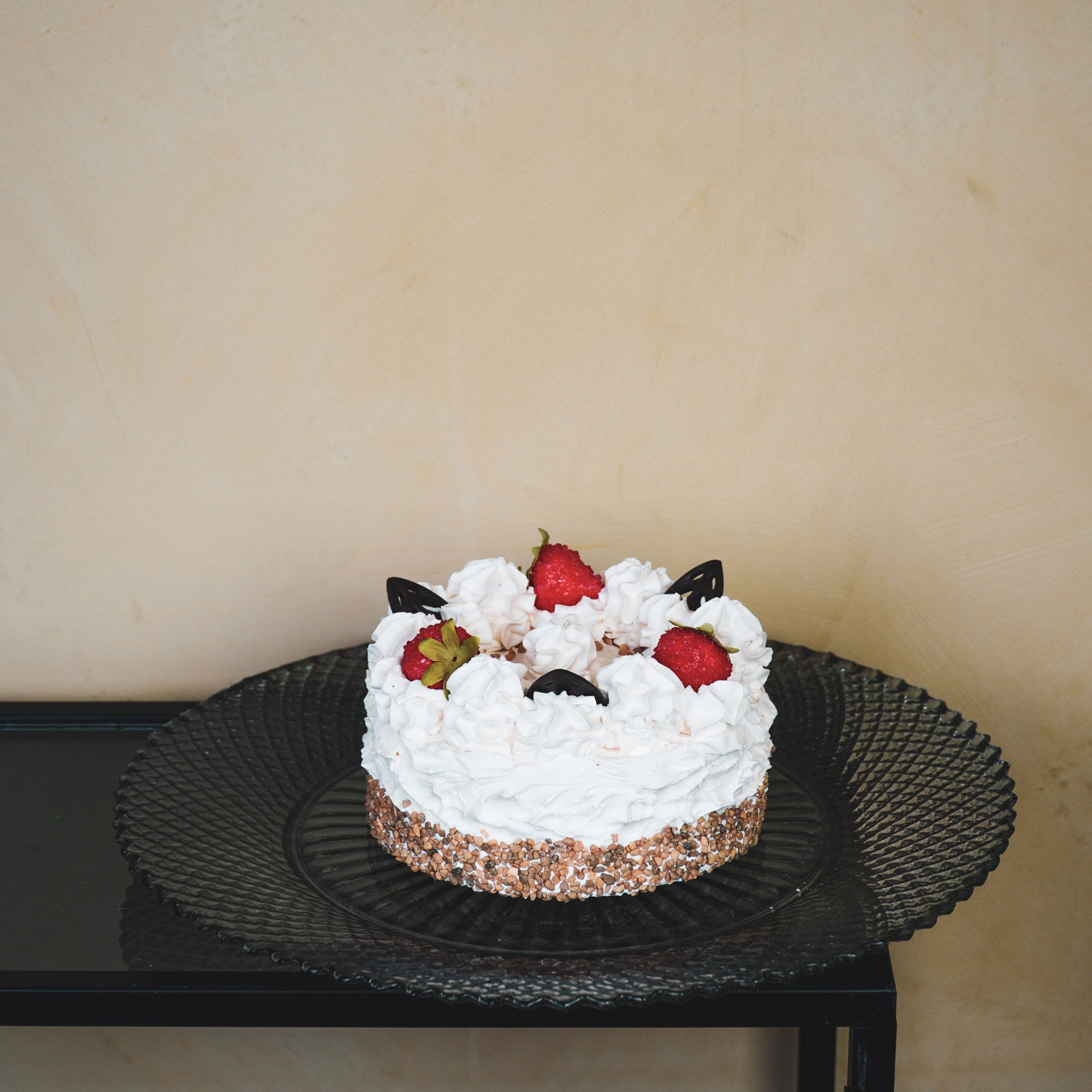 Bord/Plateau- Glas - Grijs- 34x2,5cm