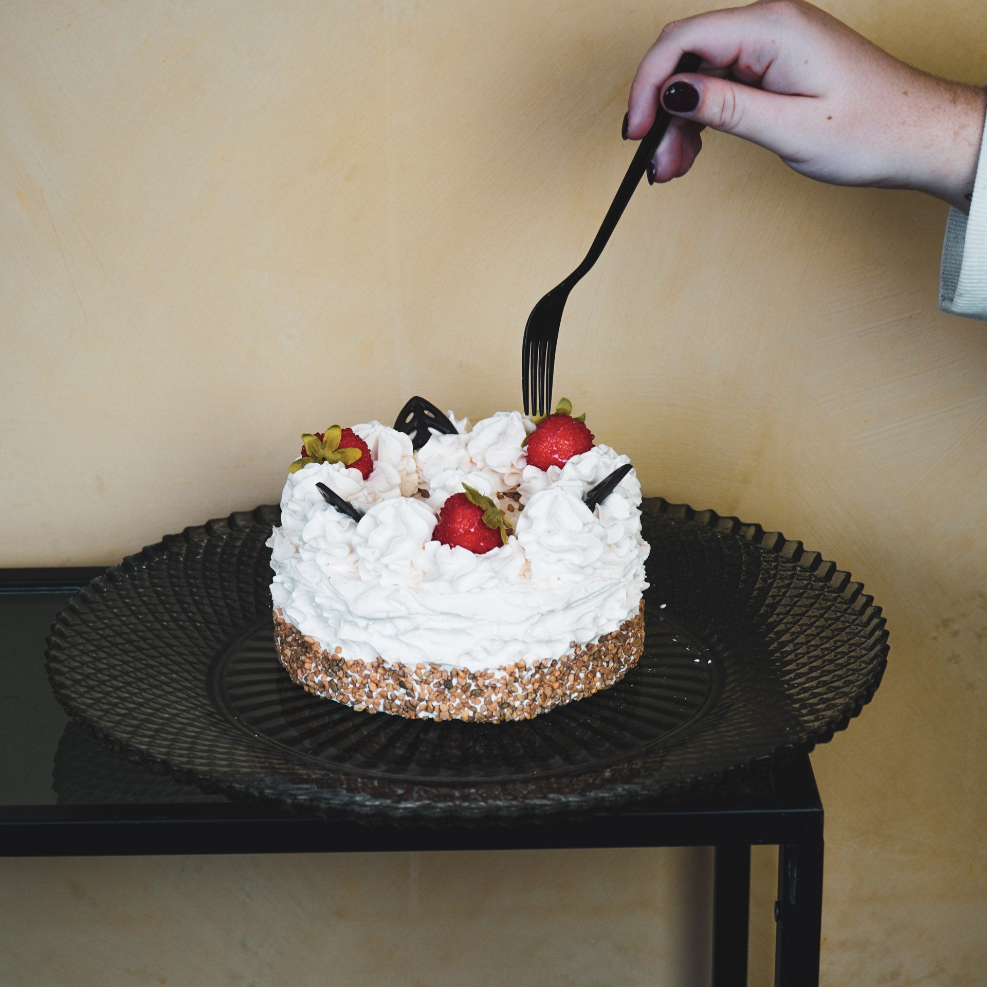 Bord/Plateau- Glas - Grijs- 34x2,5cm