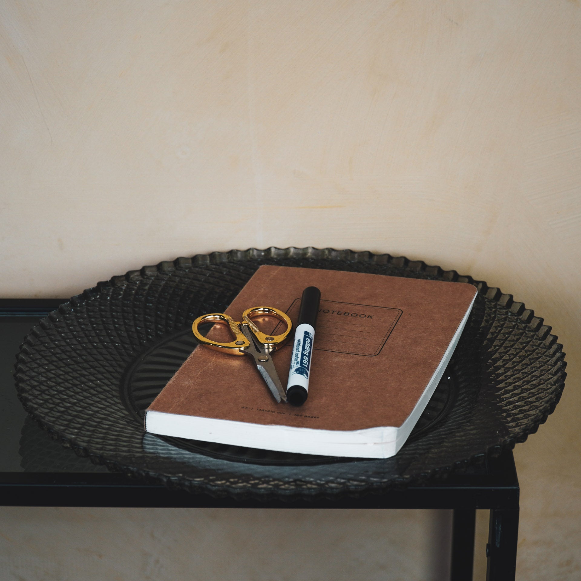 Bord/Plateau- Glas - Grijs- 34x2,5cm