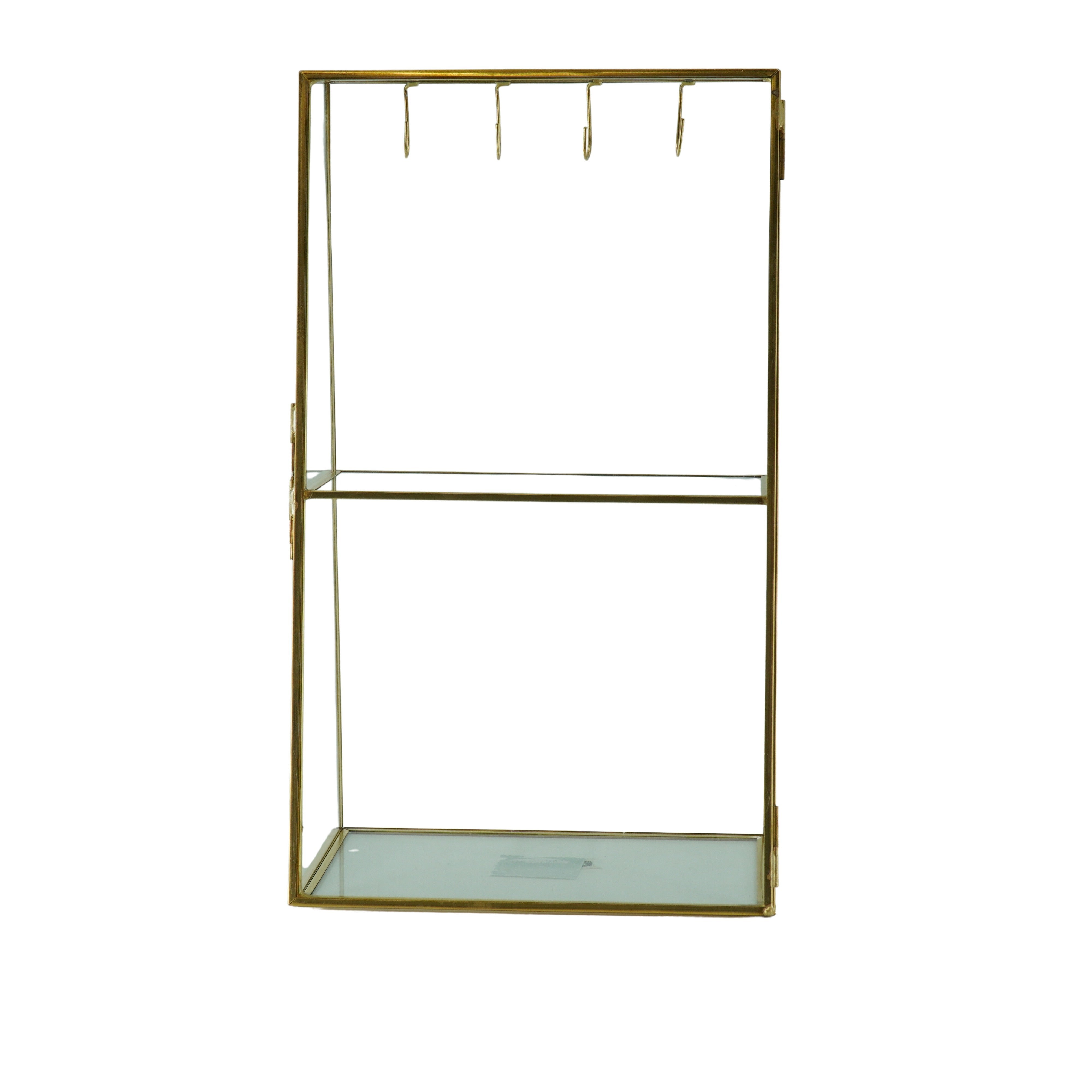 Sieradenhouder- Opbergkastje - Glas/ Metaal- Goud-18x11x31cm