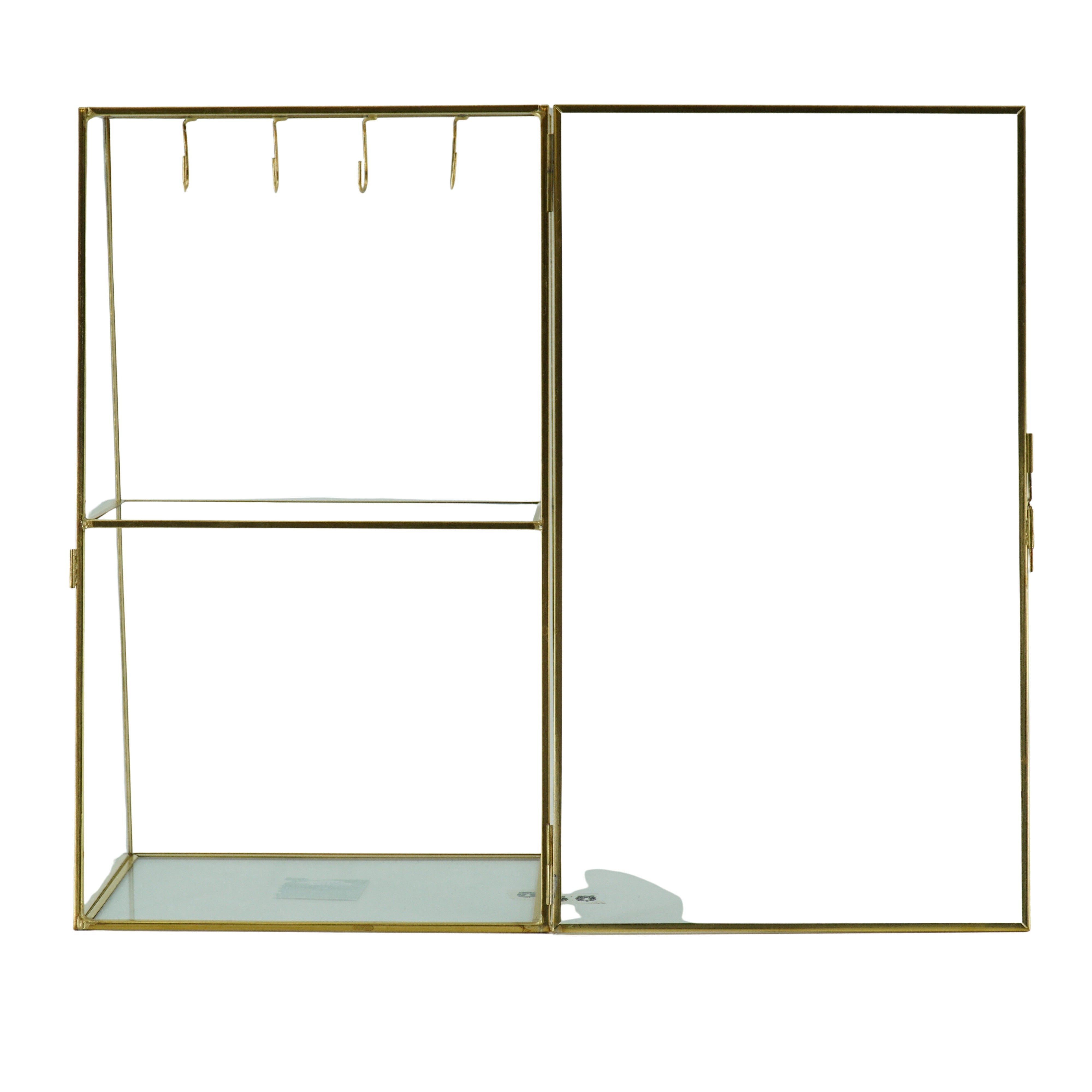 Sieradenhouder- Opbergkastje - Glas/ Metaal- Goud-18x11x31cm