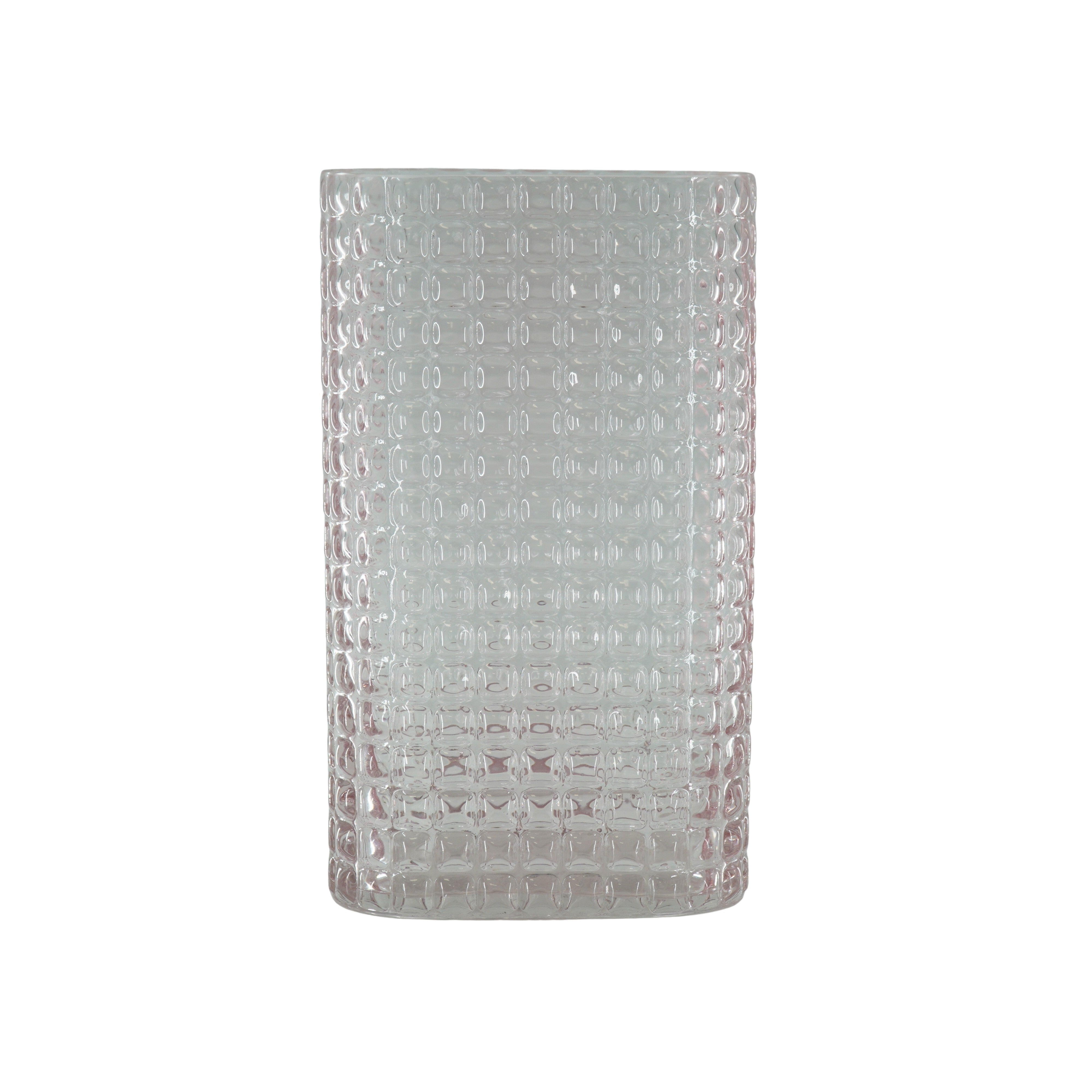 Vaas - Ovaal- Gebobbeld Glas- Roze - 15x8x25cm