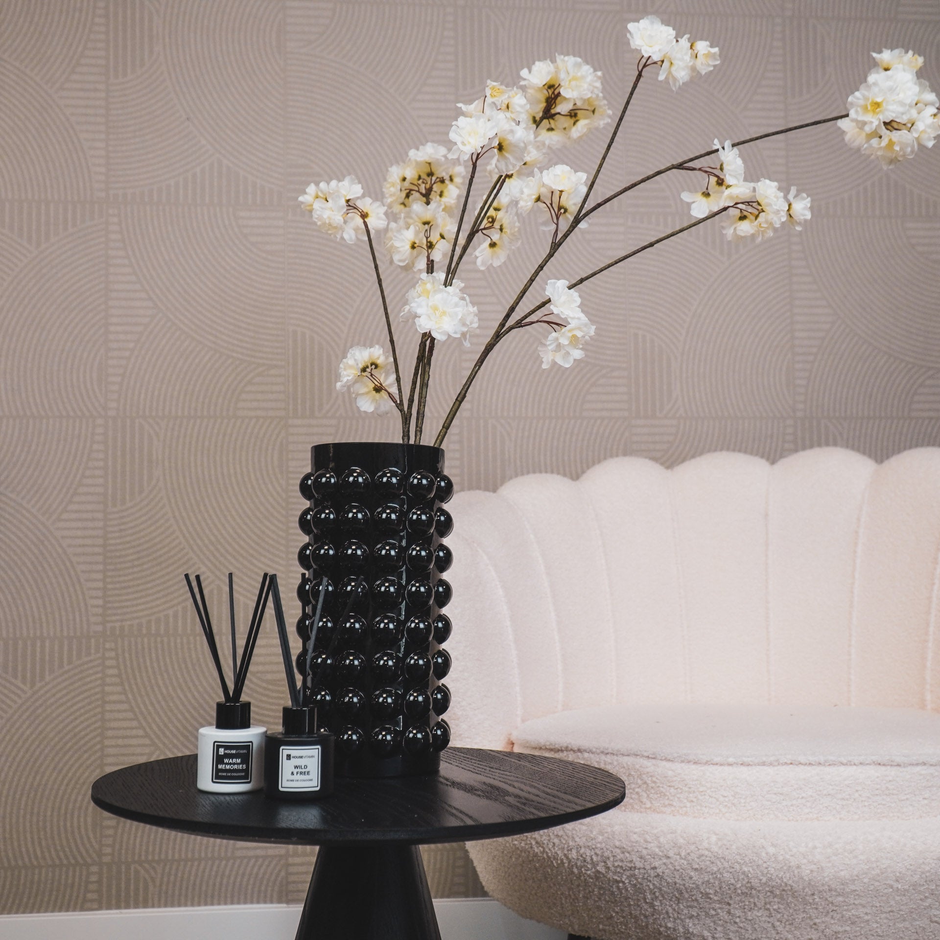 Vaas - Rond- Gespikkeld Glas- Zwart - 15x8x25cm