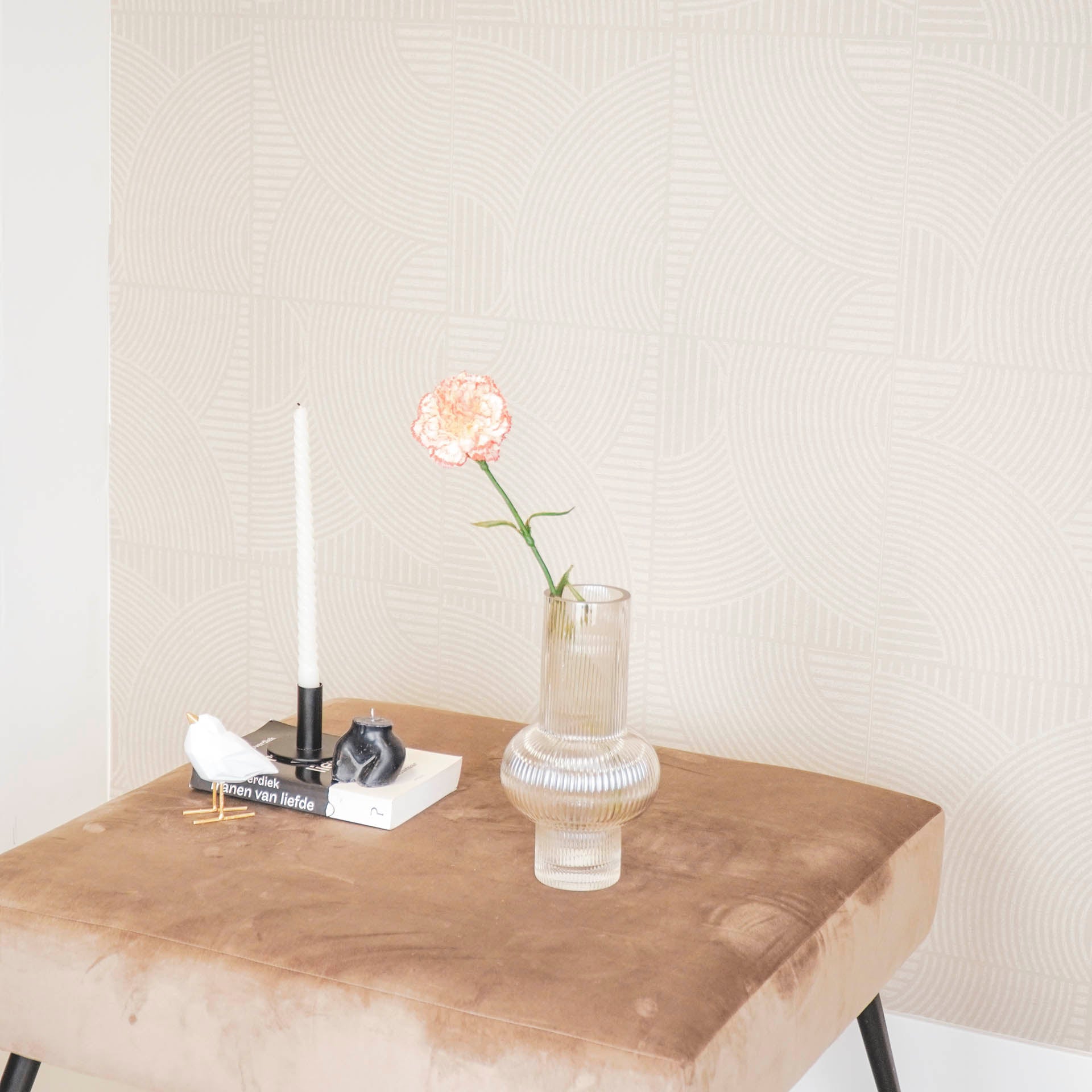 Vaas - Art Deco - Ribbel - Bruin - Glas -13,5x25cm