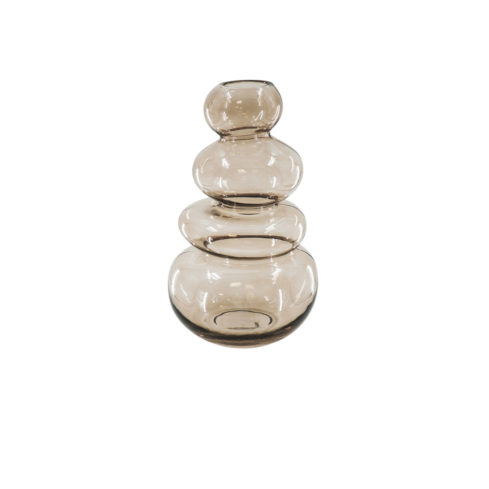 Vaas- Gestapelde Stenen - Glas- Bruin-16x14x27cm