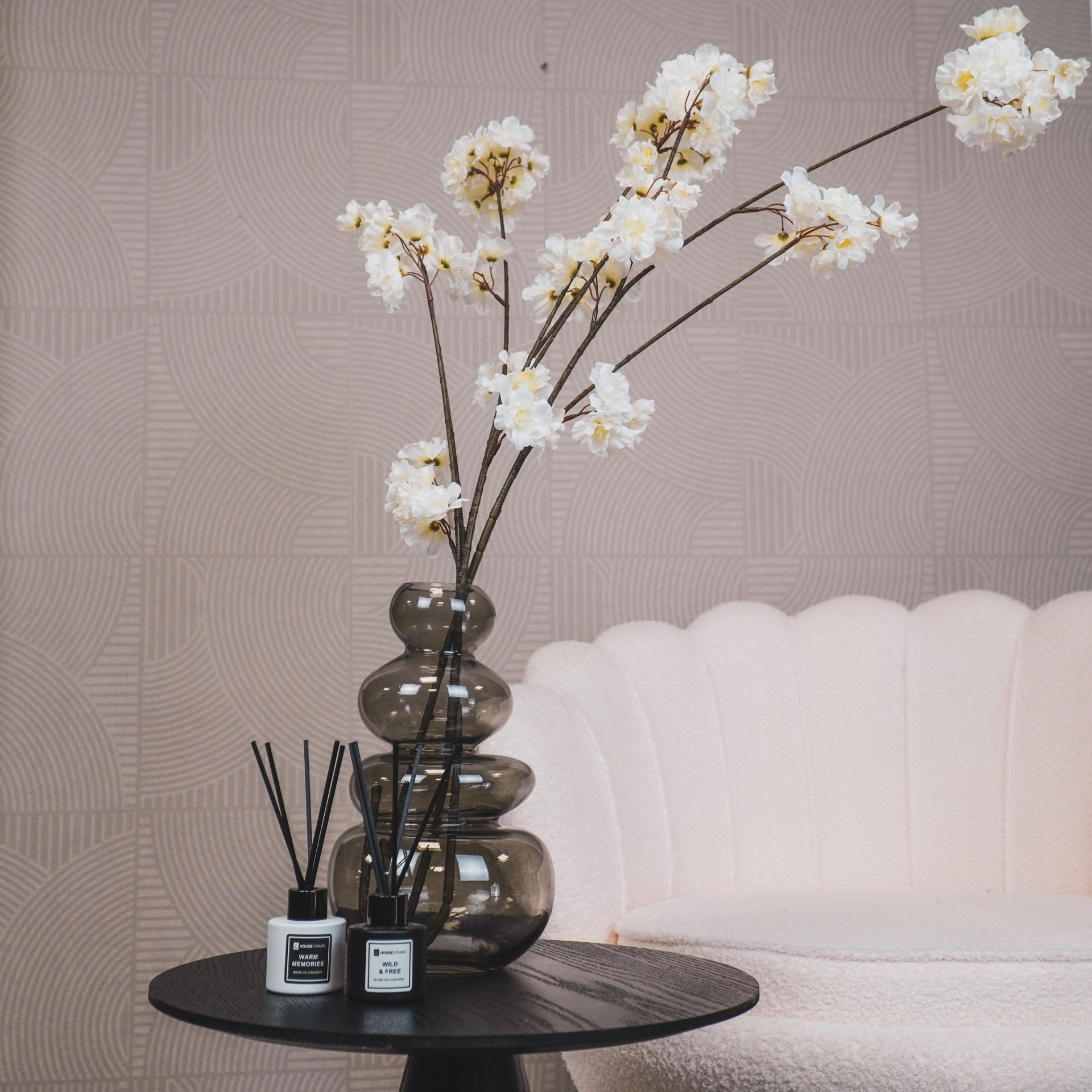 Vaas- Gestapelde Stenen - Glas- Grijs -16x14x27cm