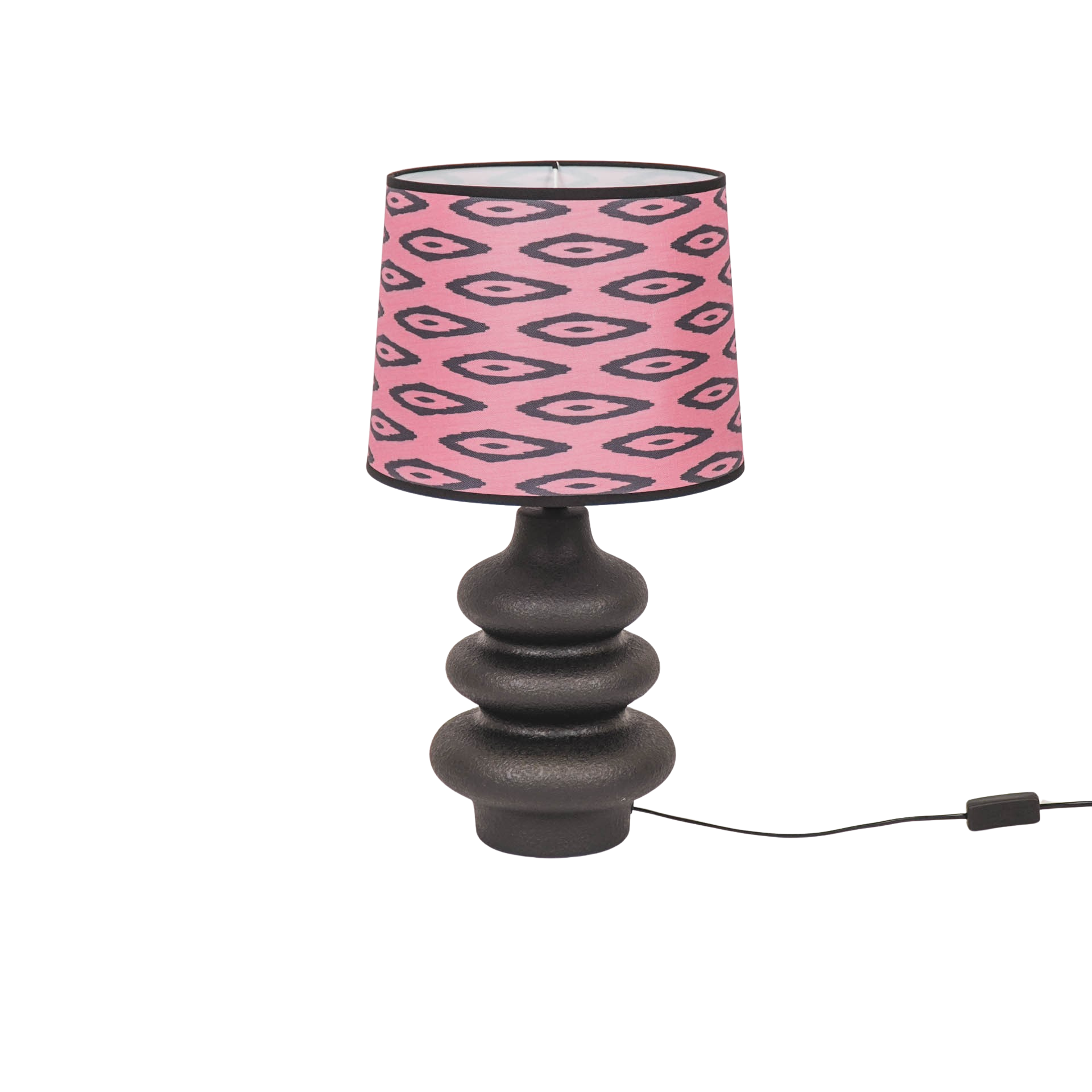 Lampenkap - Kelim Print - Polyester - Roze/Zwart-26x30x23 cm