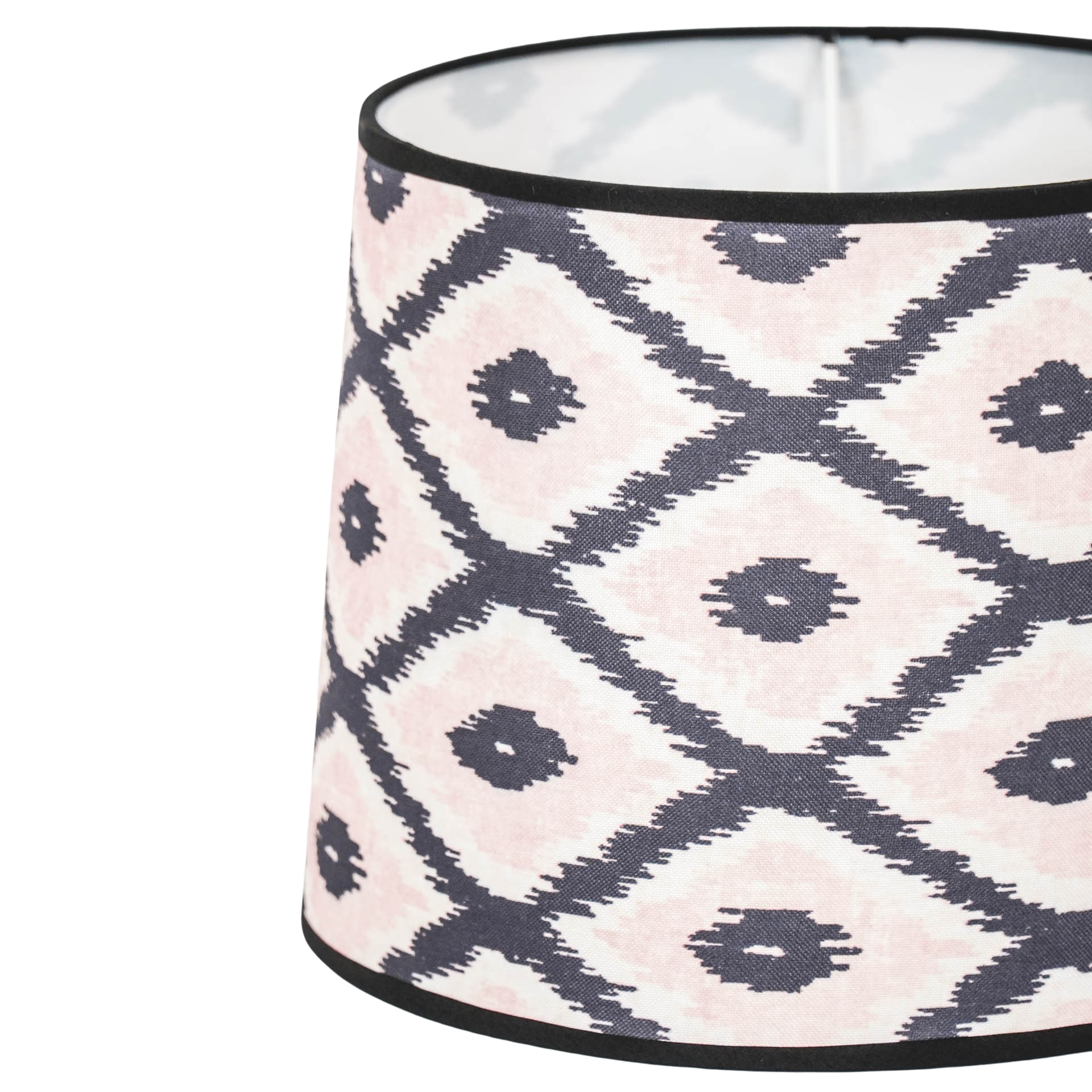 Lampenkap Kelim Print -Polyester- Zwart/ Wit/ Lichtroze-26x30x23cm