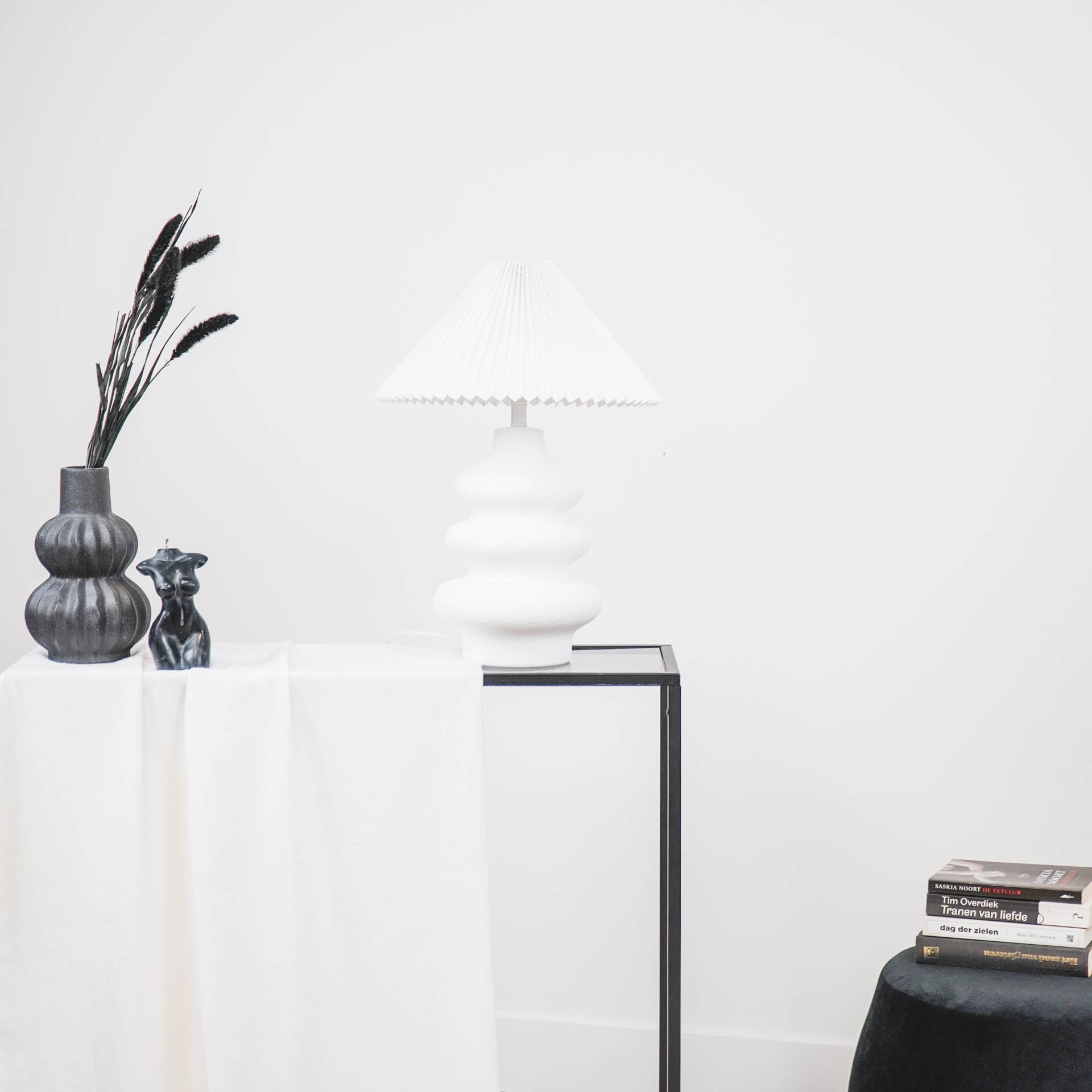 Lampenkap - Plissé - Polyester - Wit - 8x35x17 cm