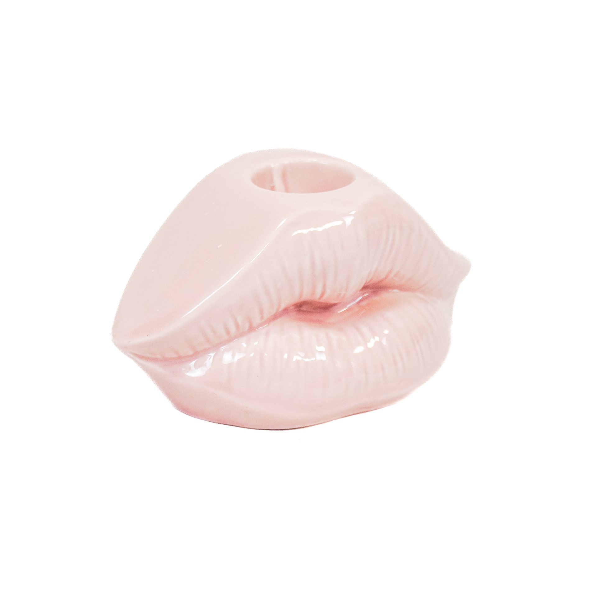 Kandelaar - Lip - Keramiek - Licht Roze - 10,5x6,5x5,5cm