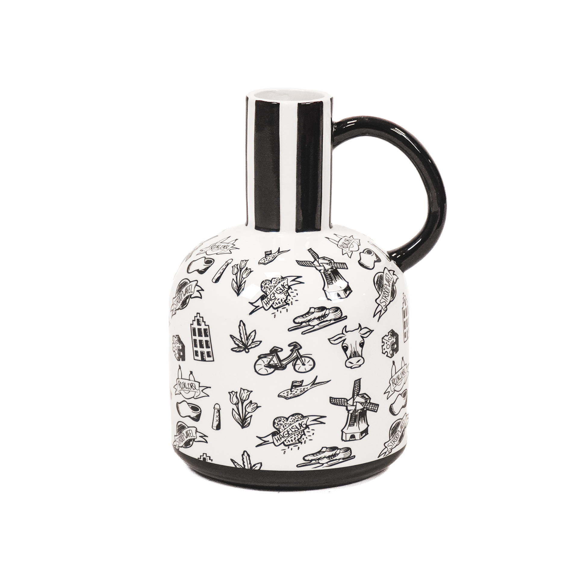 Vaas - Romeinse Kan - Dutch Black Design - Keramiek - 16x14x21,5cm