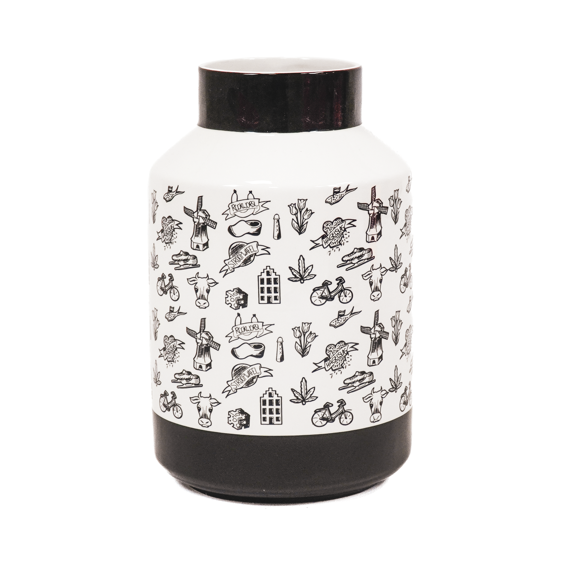 Vaas - Dipdye - Newbone China - Zwart - 25x35cm