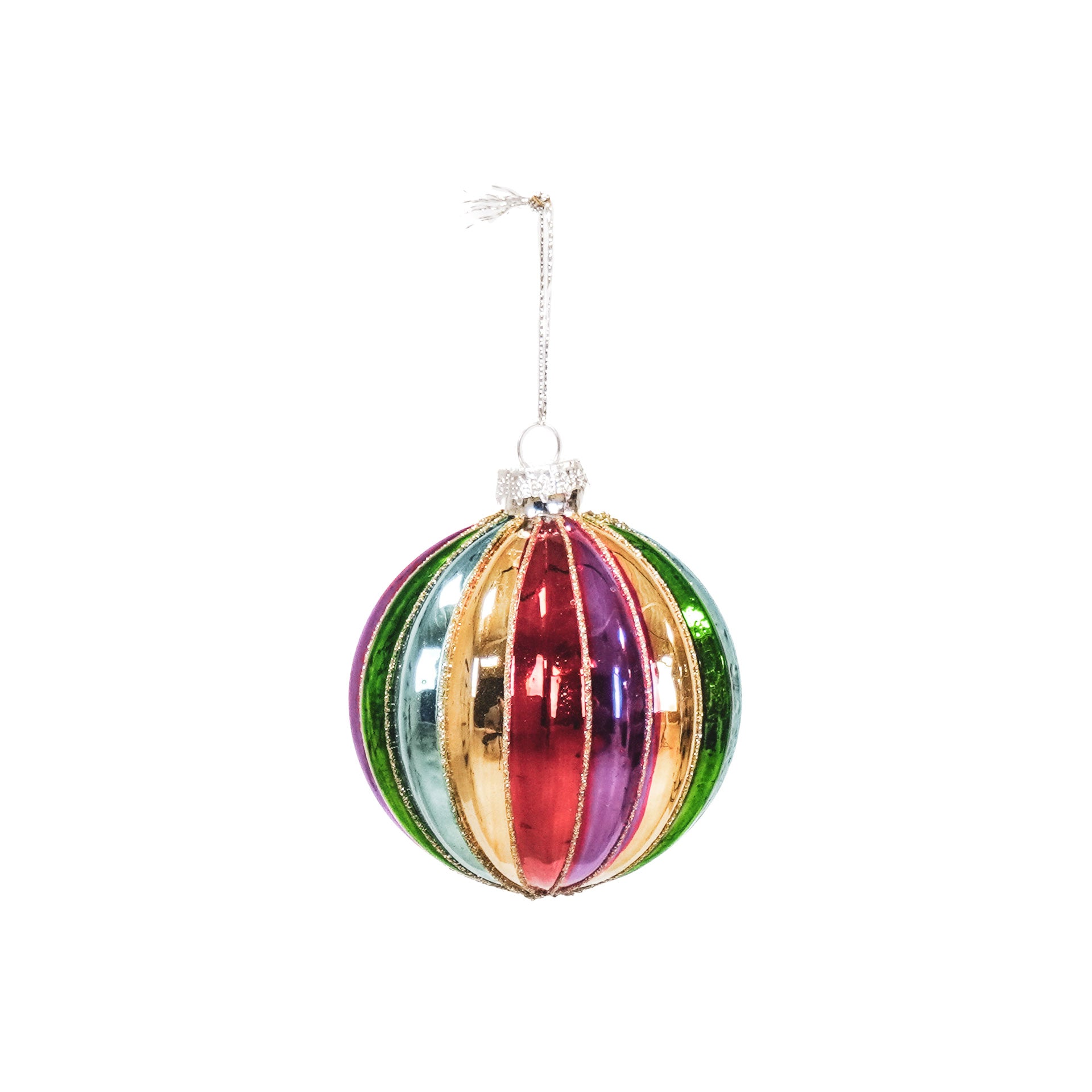 Kerstversiering - Kersthanger - Rond - Glas - Gekleurd - 8x8cm