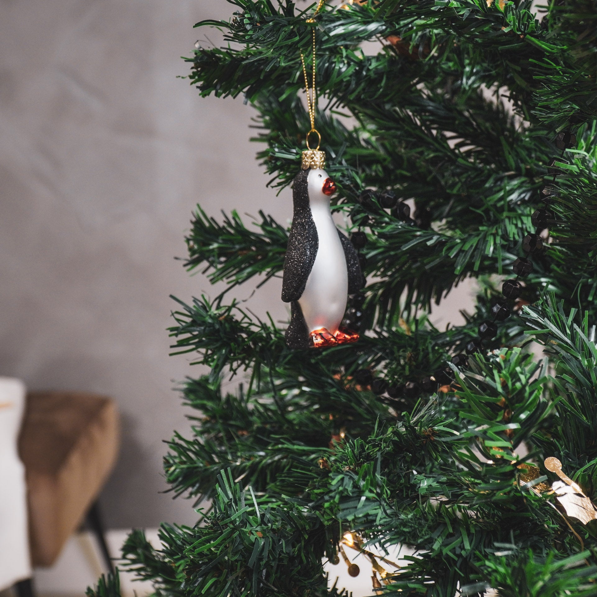 Kerstversiering - Kersthanger - Penguin - Glas - Zwart/Wit - 6x3,5x10cm