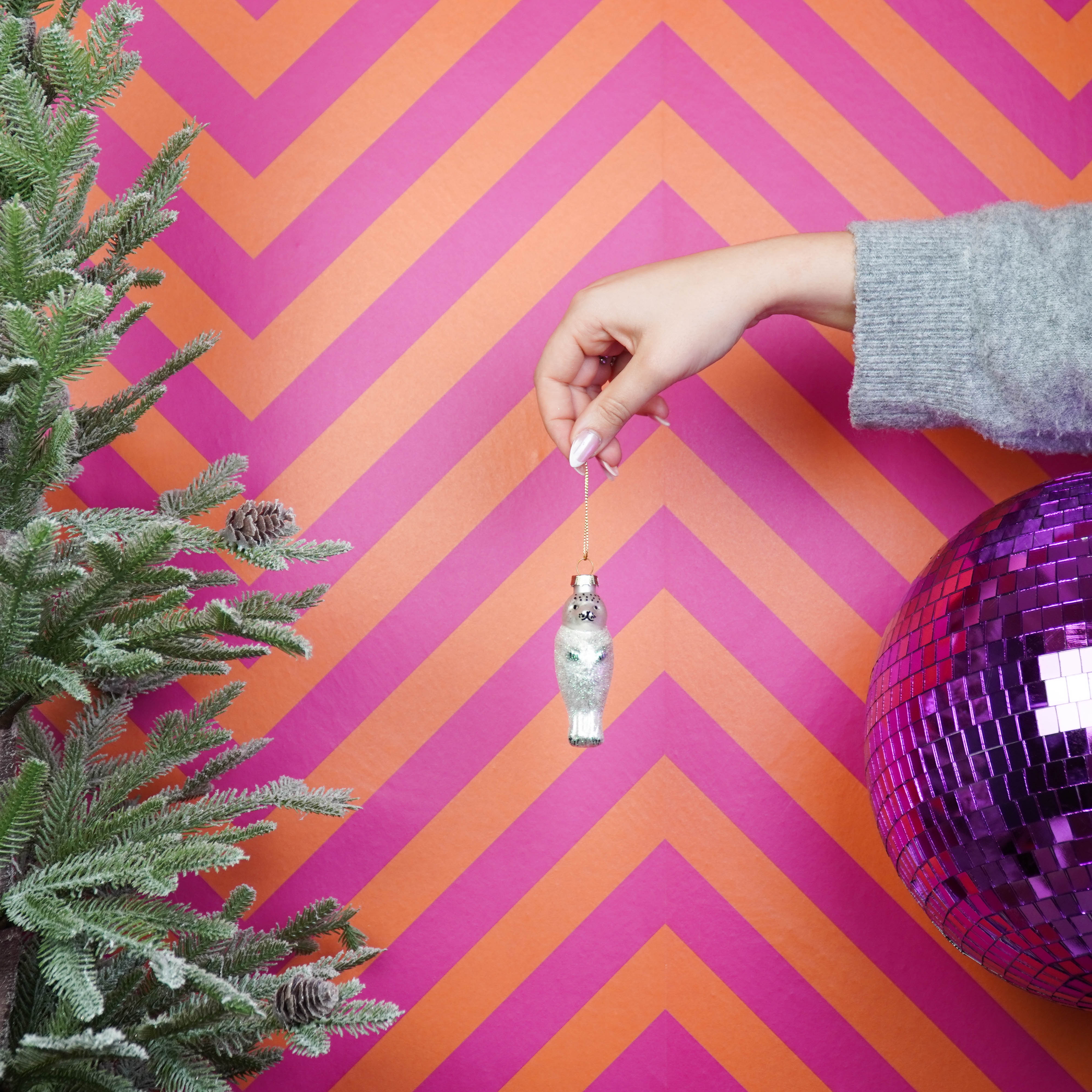 Kerstversiering - Kersthanger - Zeehond - Glas - Wit - 3,5x3,5x9,5cm