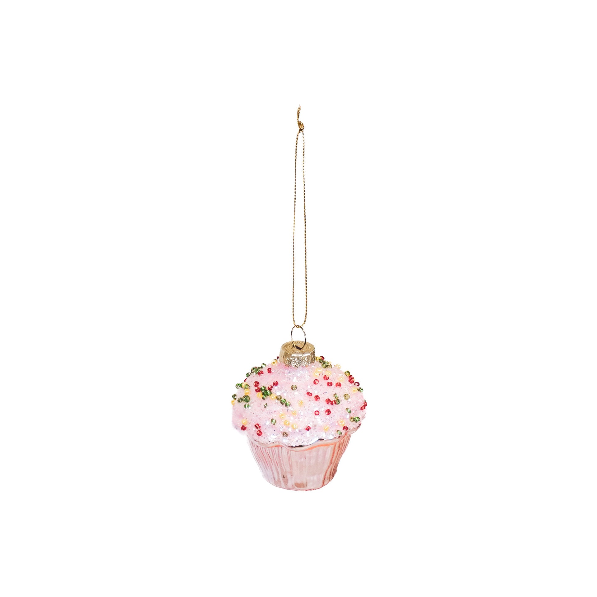 Kersthanger - Cupcake - Glas - Roze - 6x6,5cm