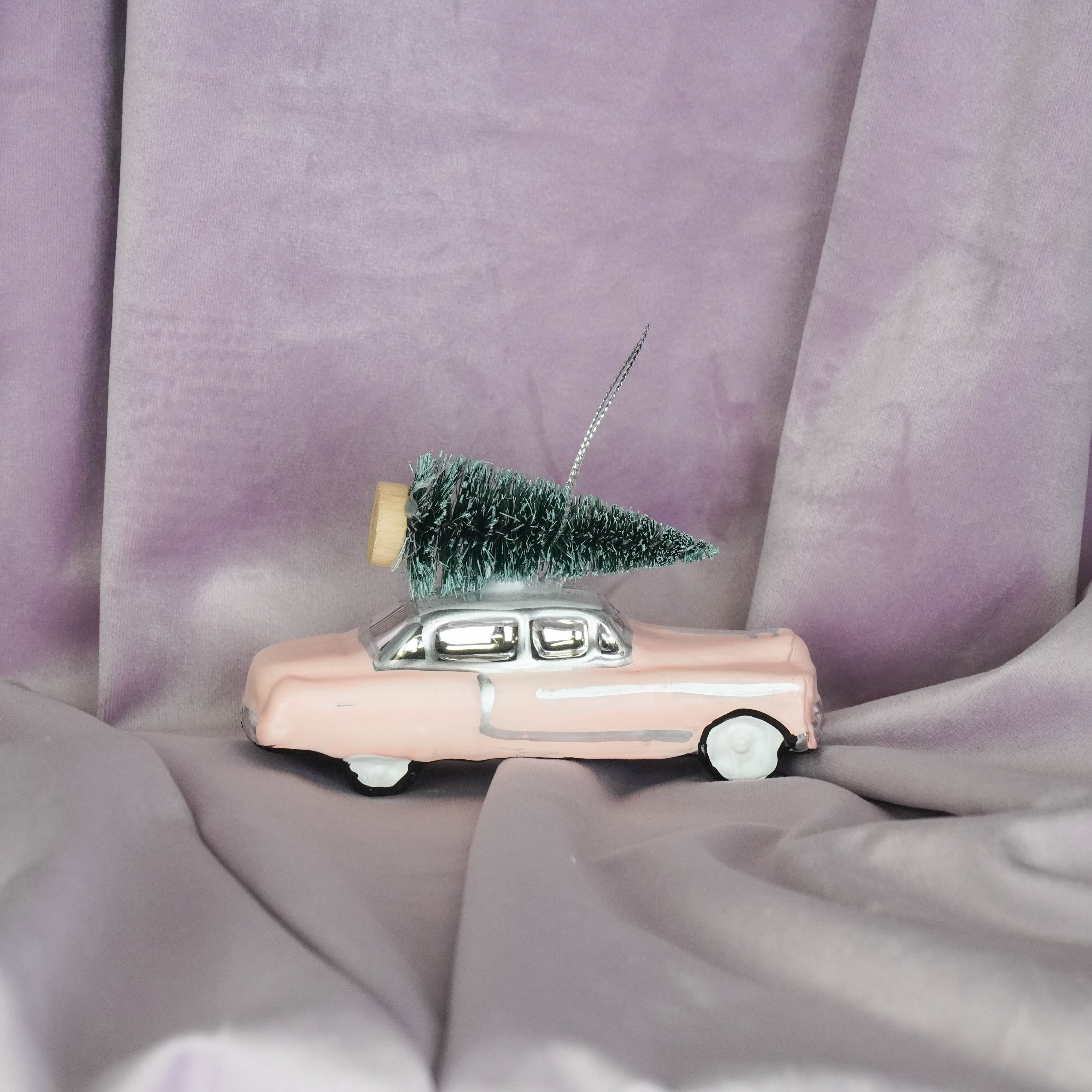 Kerstversiering - Kersthanger - Mustang Auto - Glas - Roze - 12x5x7cm