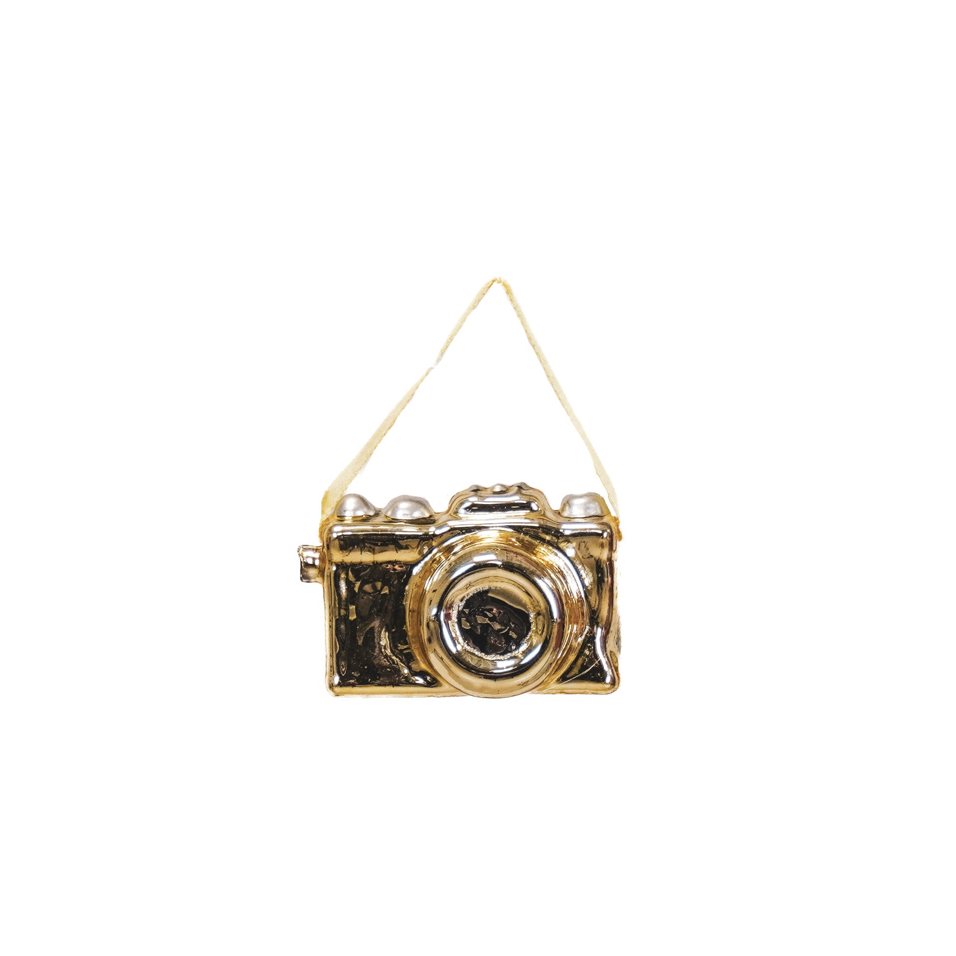Kerstversiering - Kersthanger - Camera - Glas - Goud - 8,5x4cm